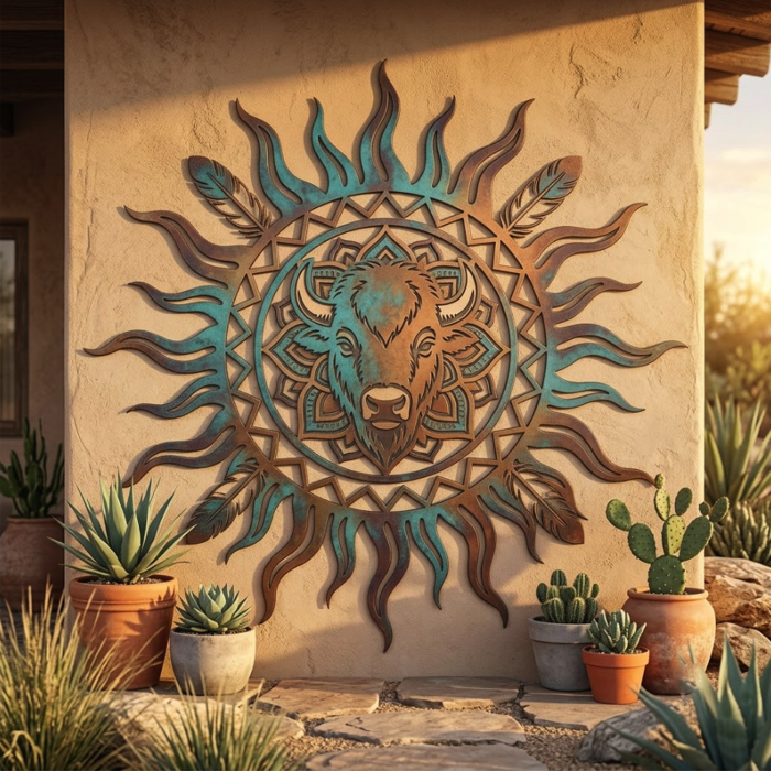 Southwestern Buffalo Metal Wall Art