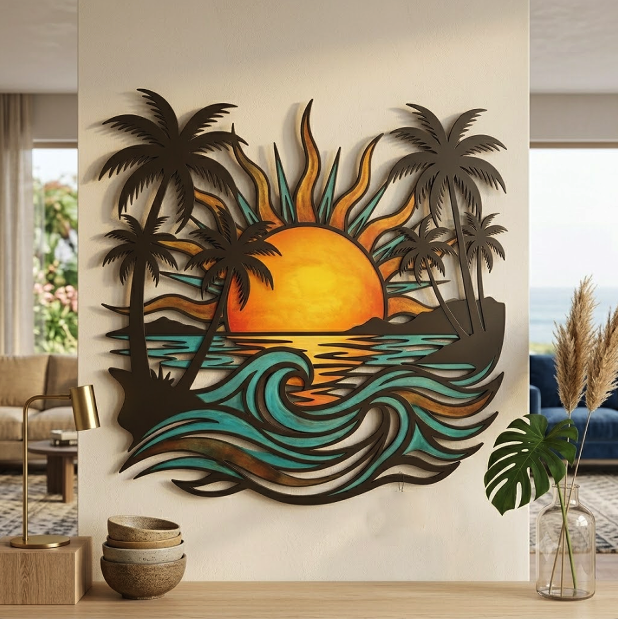 Tropical Sunset Metal Wall Art - product view 3