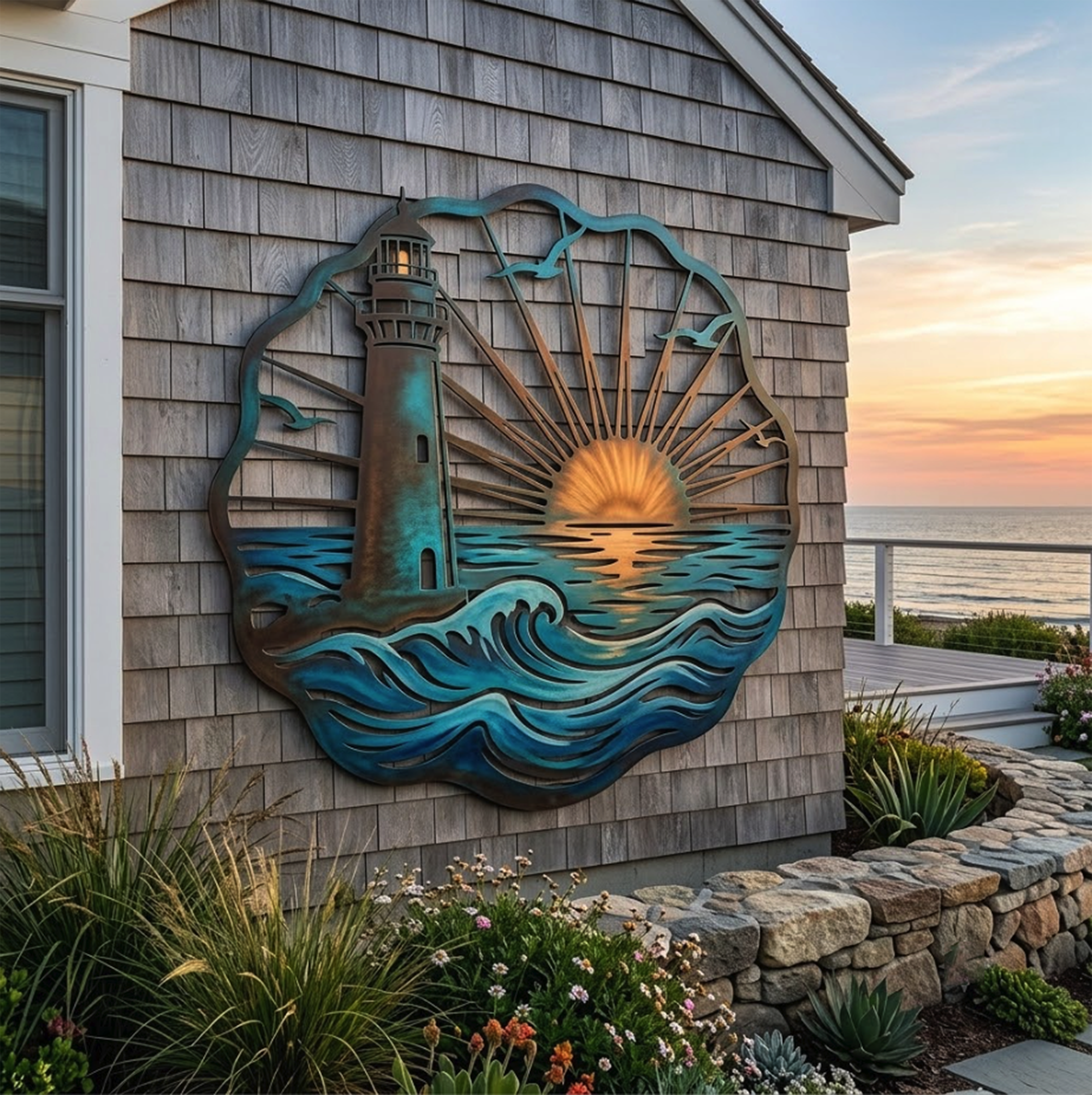 Coastal Lighthouse Metal Wall Art - product view 2