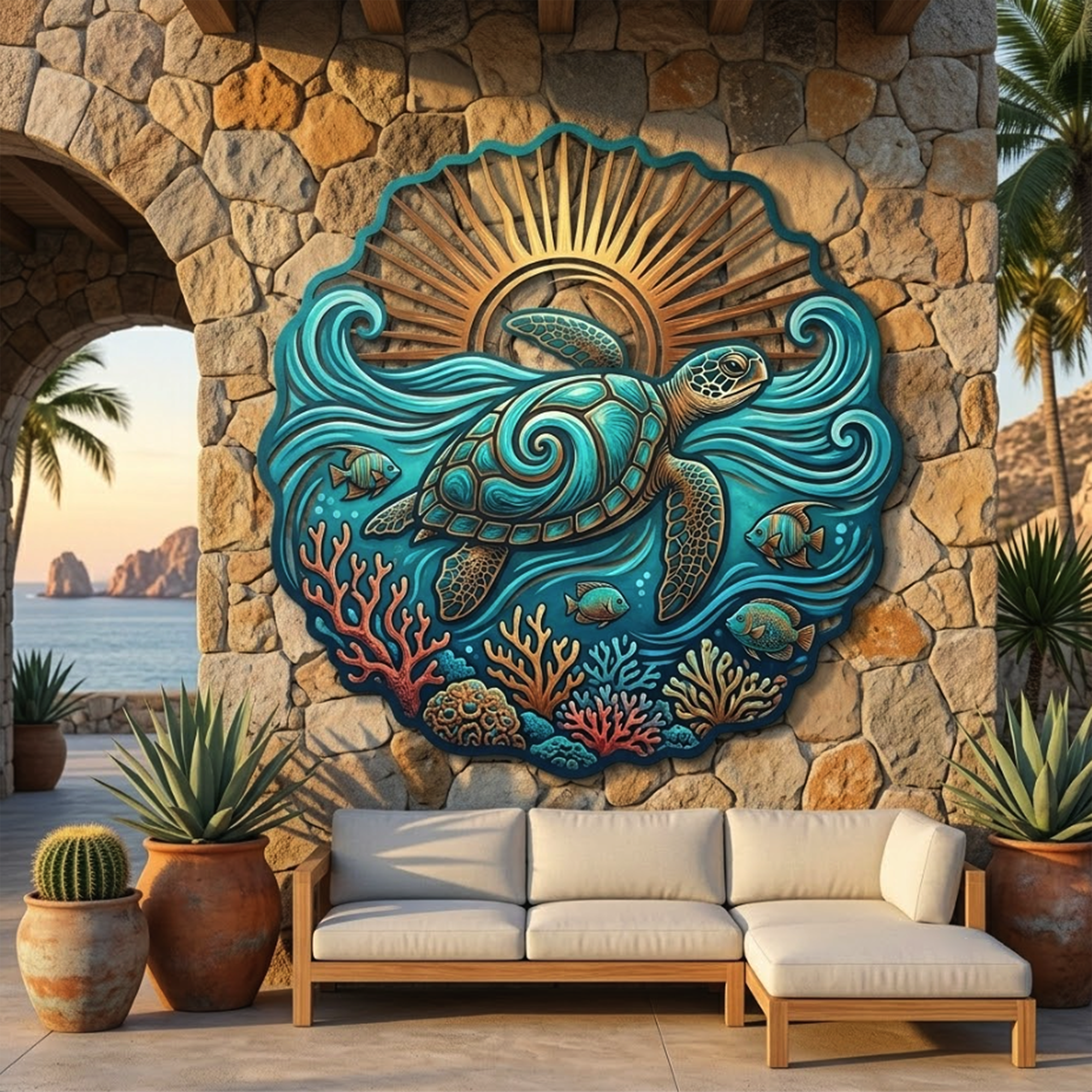 Sea Turtle Metal Wall Art - product view 2