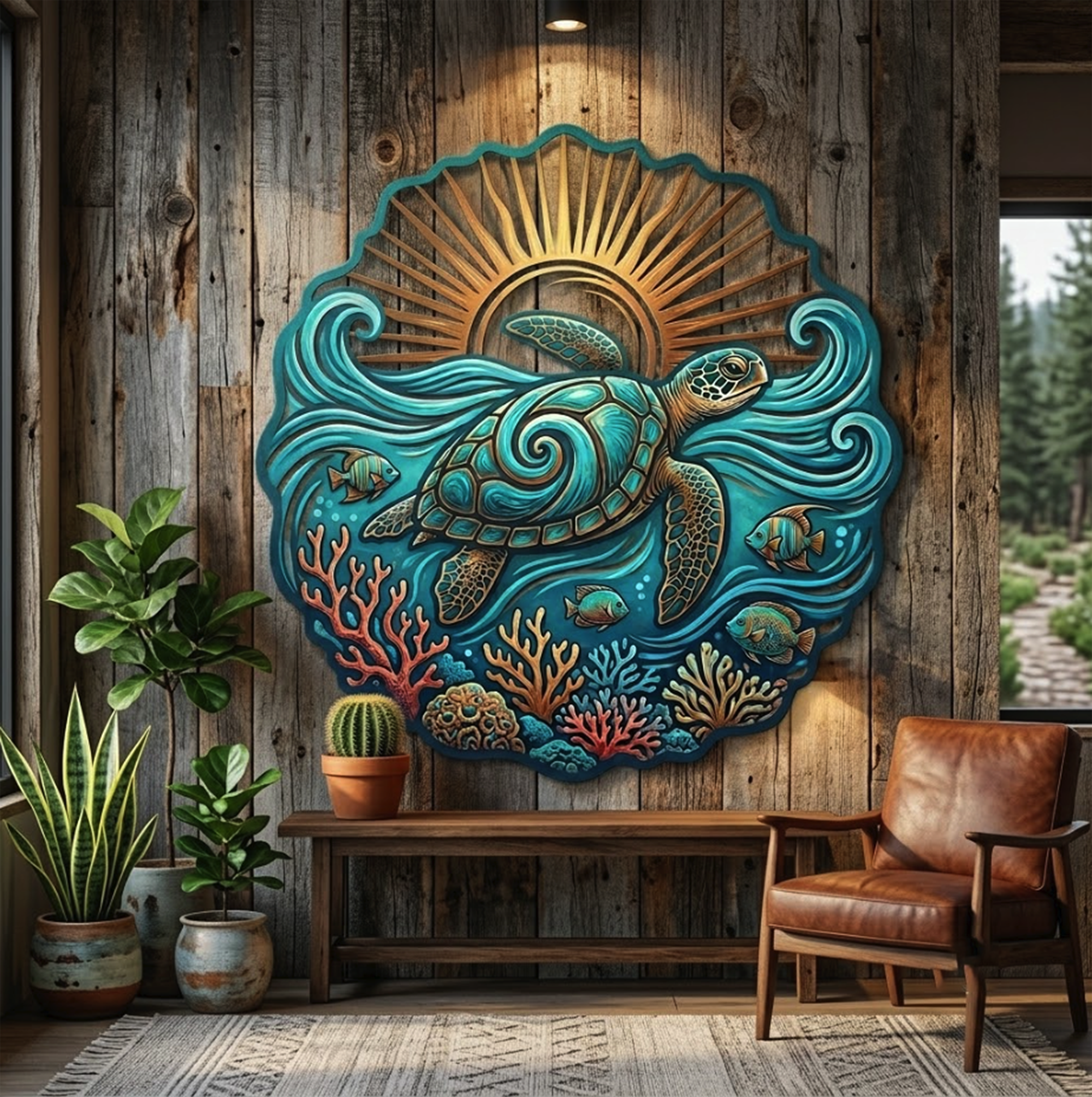 Sea Turtle Metal Wall Art - product view 3