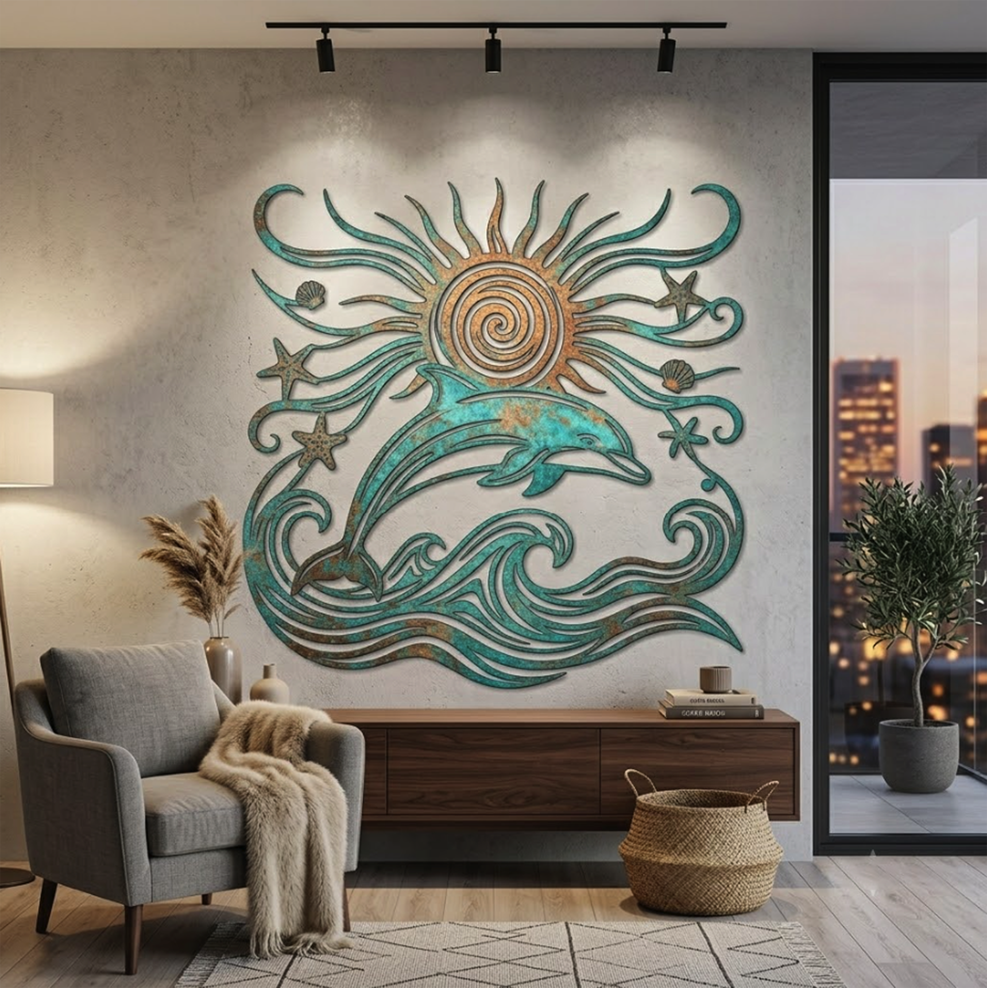 Dolphin Metal Wall Art - product view 2