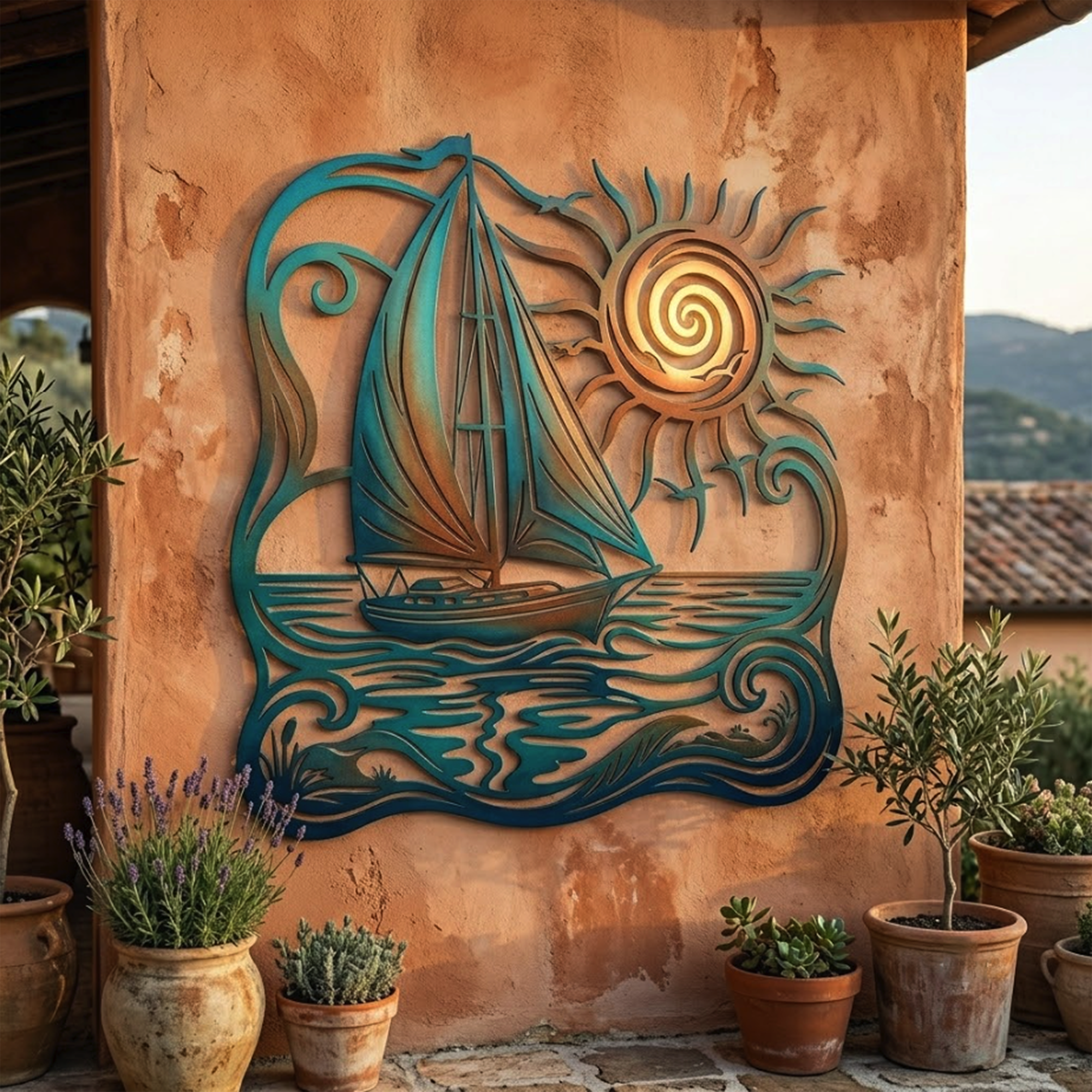 Sailboat Metal Wall Art - product view 2
