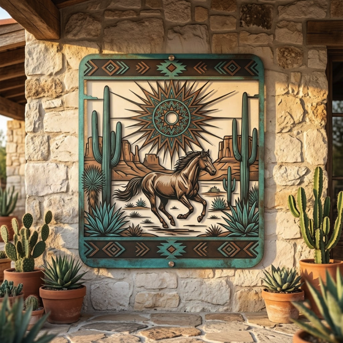 Southwestern Horse Metal Wall Art