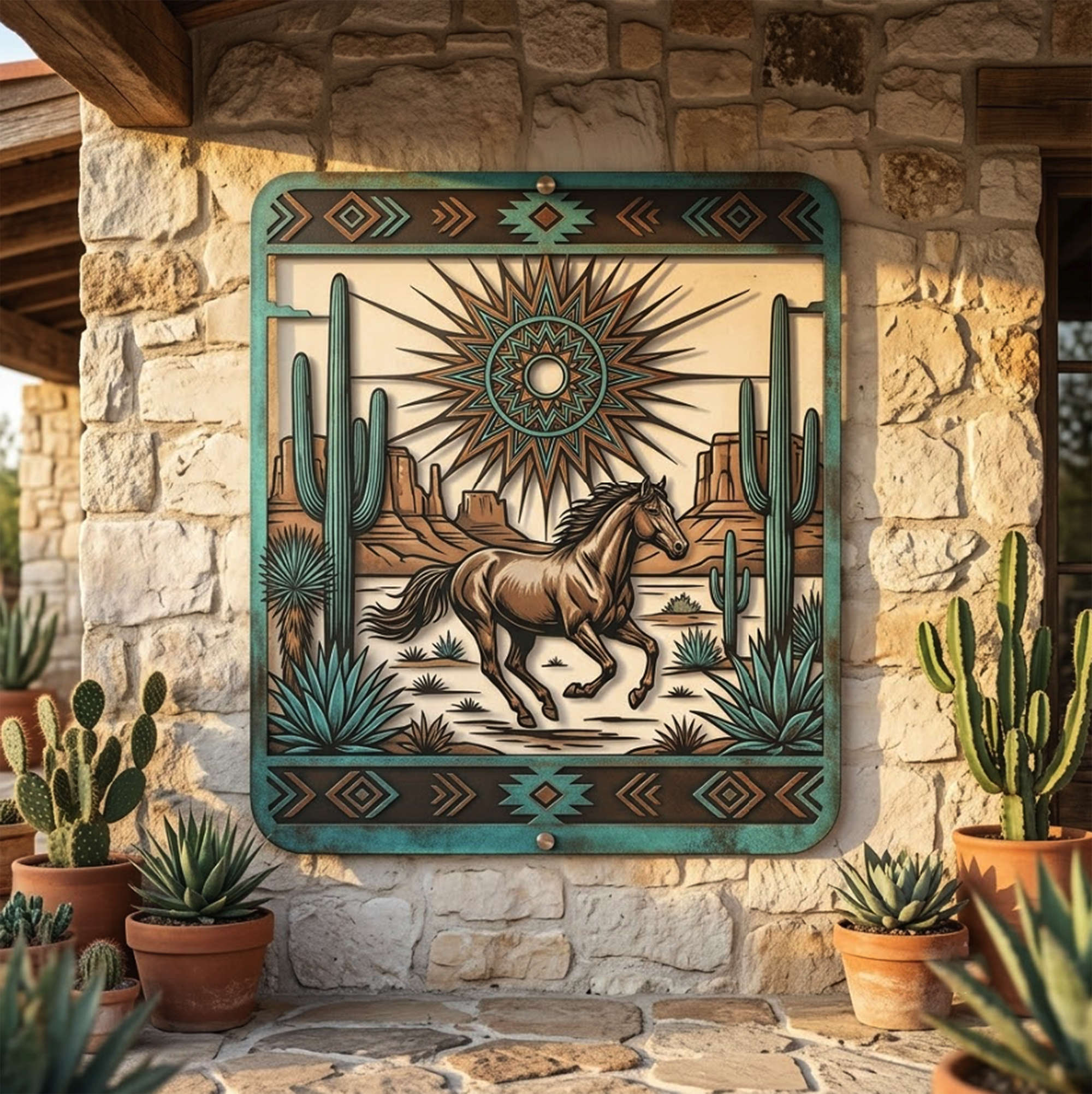 Southwestern Horse Metal Wall Art