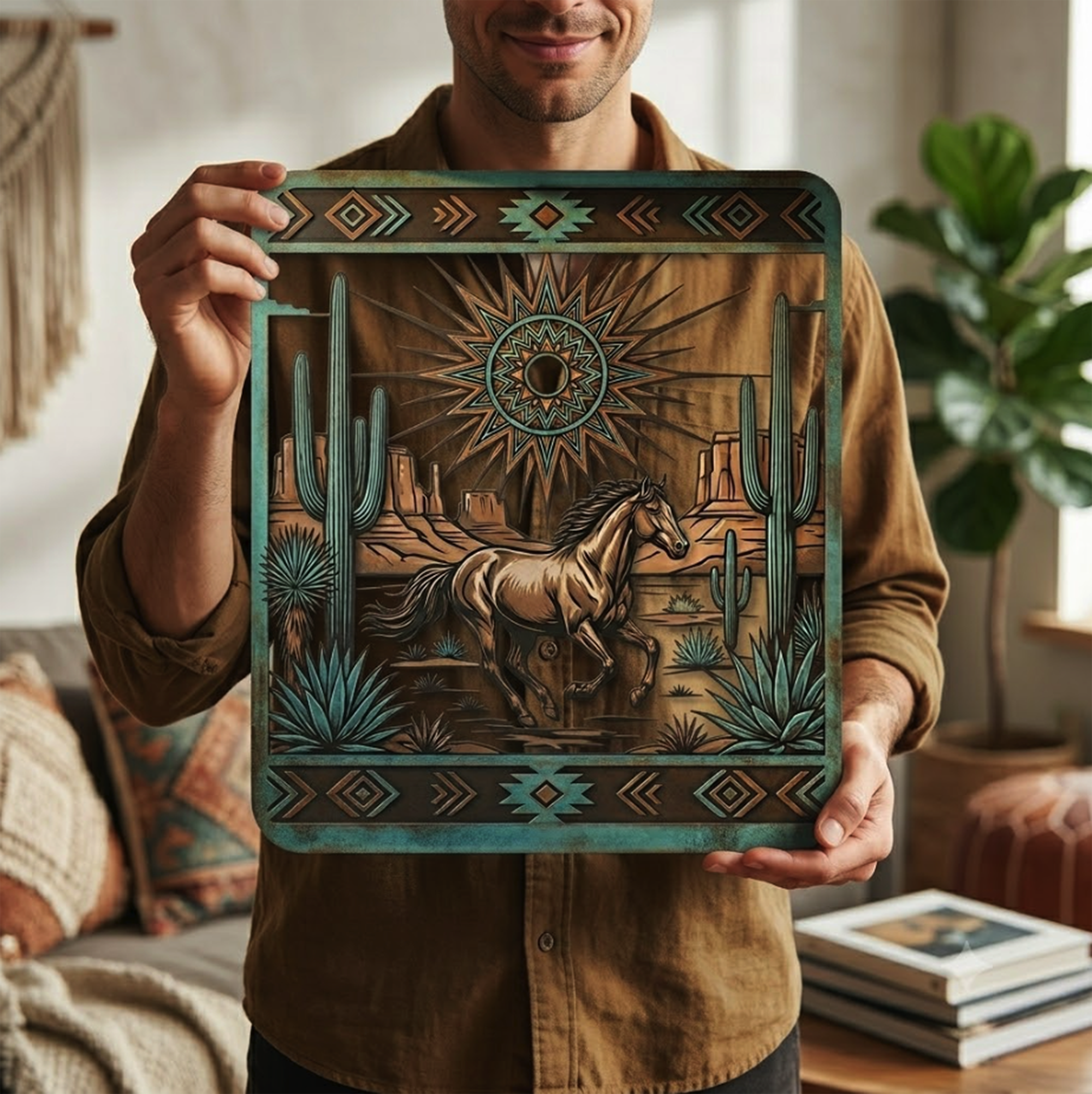 Southwestern Horse Metal Wall Art - product view 2
