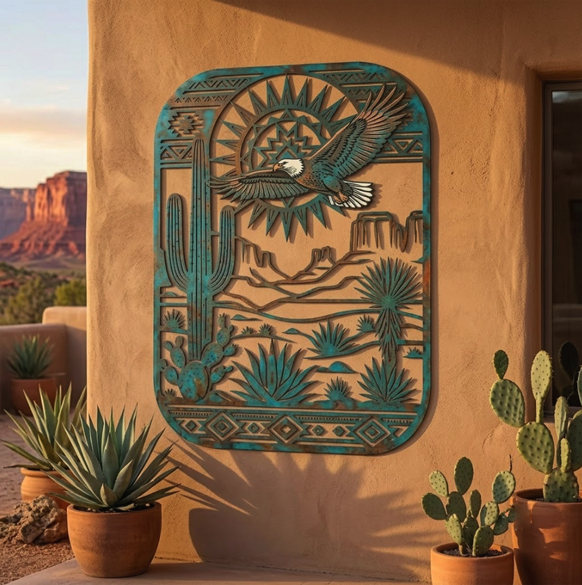 Southwestern Eagle Metal Wall Art