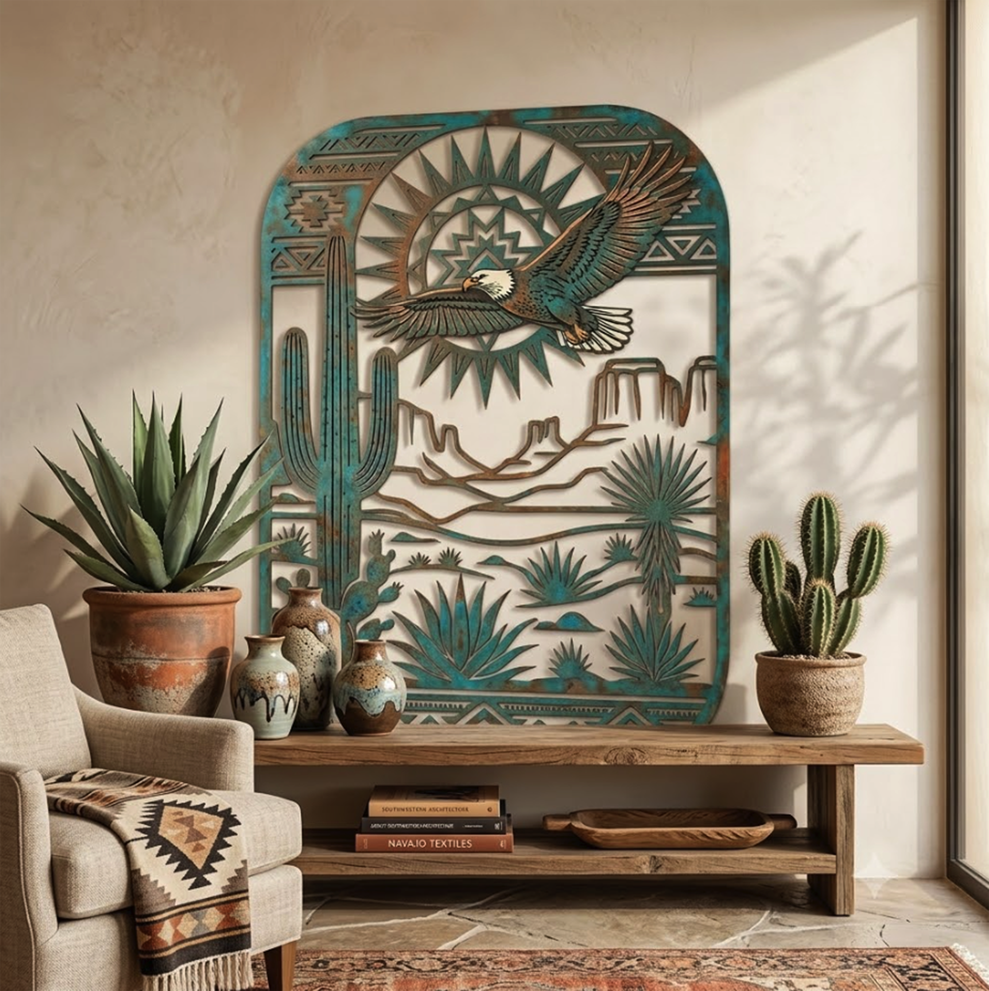 Southwestern Eagle Metal Wall Art - product view 2