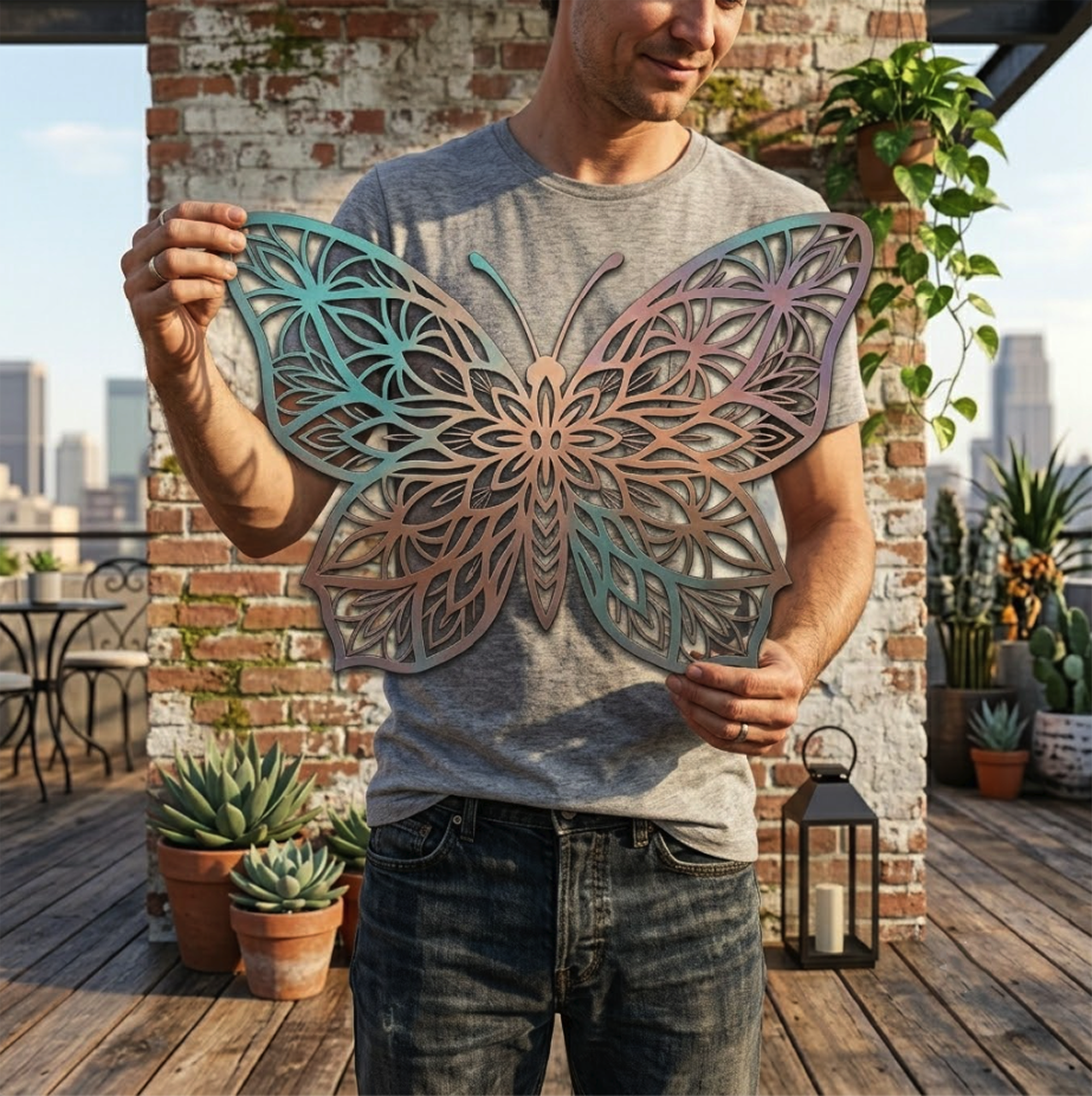 Pastel Butterfly Metal Wall Art - product view 3