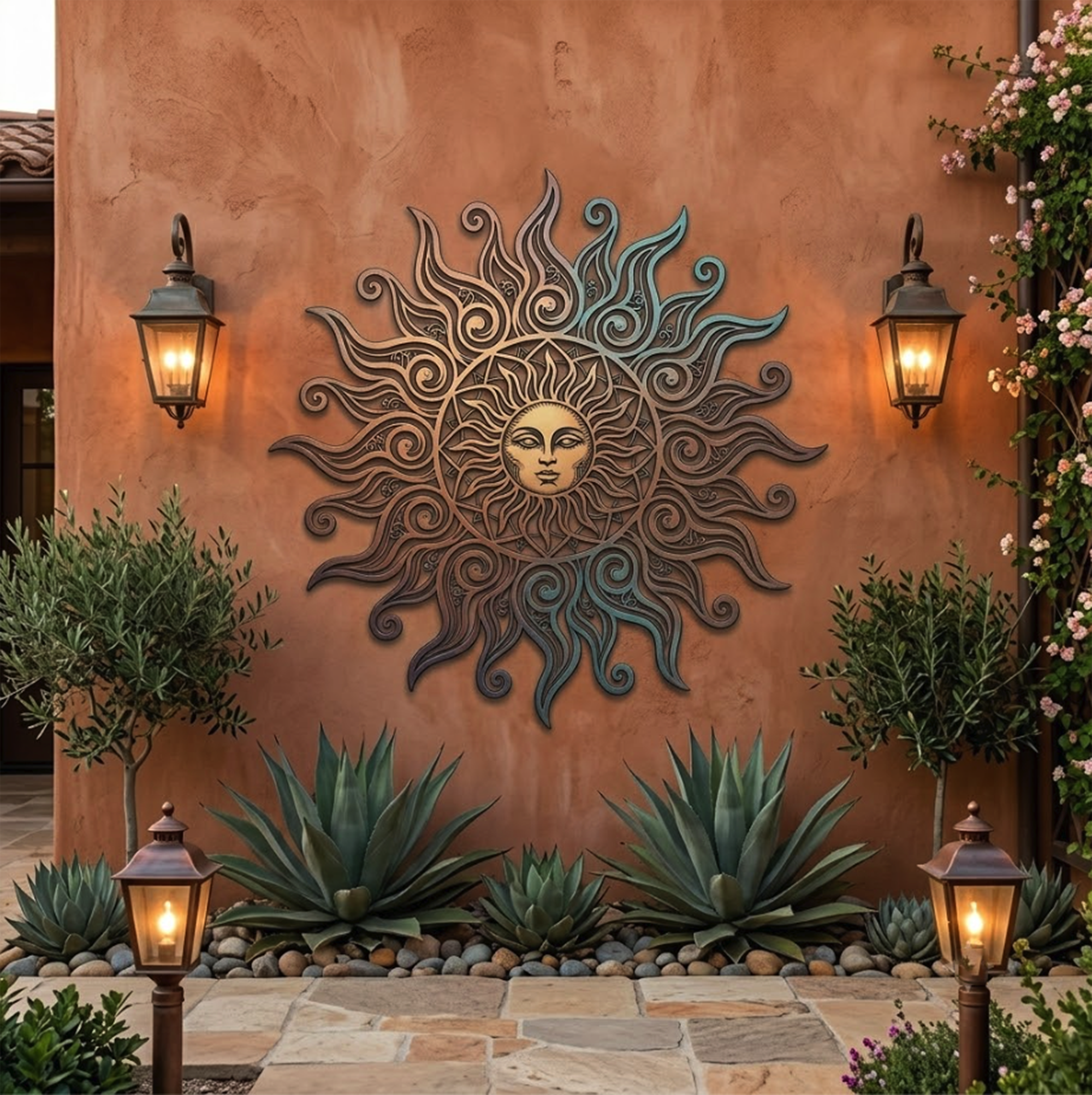 Pastel Sun Face Metal Wall Art - product view 2