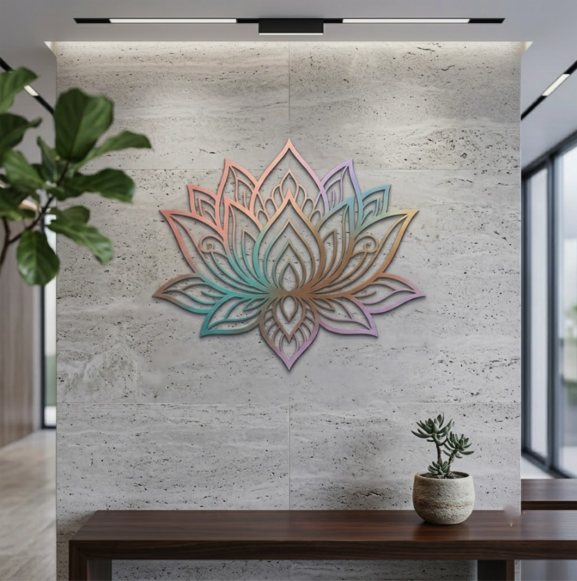 Pastel Lotus Metal Wall Art - product view 2