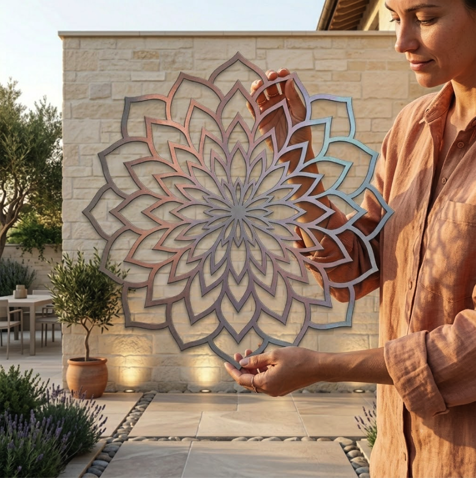 Pastel Mandala Metal Wall Art - product view 3