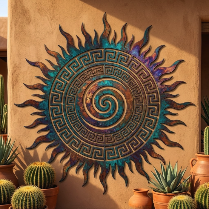 Colorful Sun Spiral Metal Wall Art