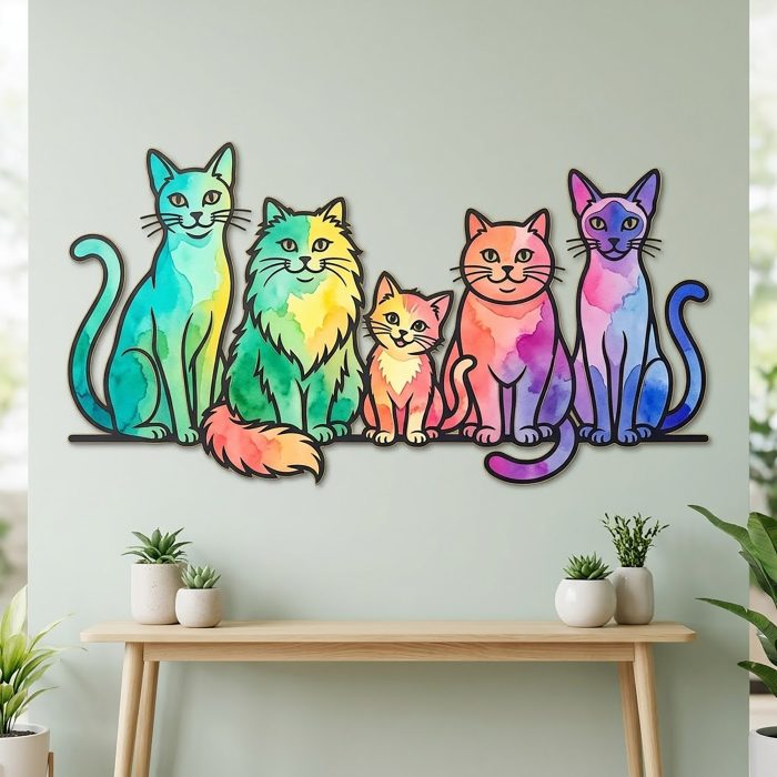 Colorful Cat Metal Wall Art