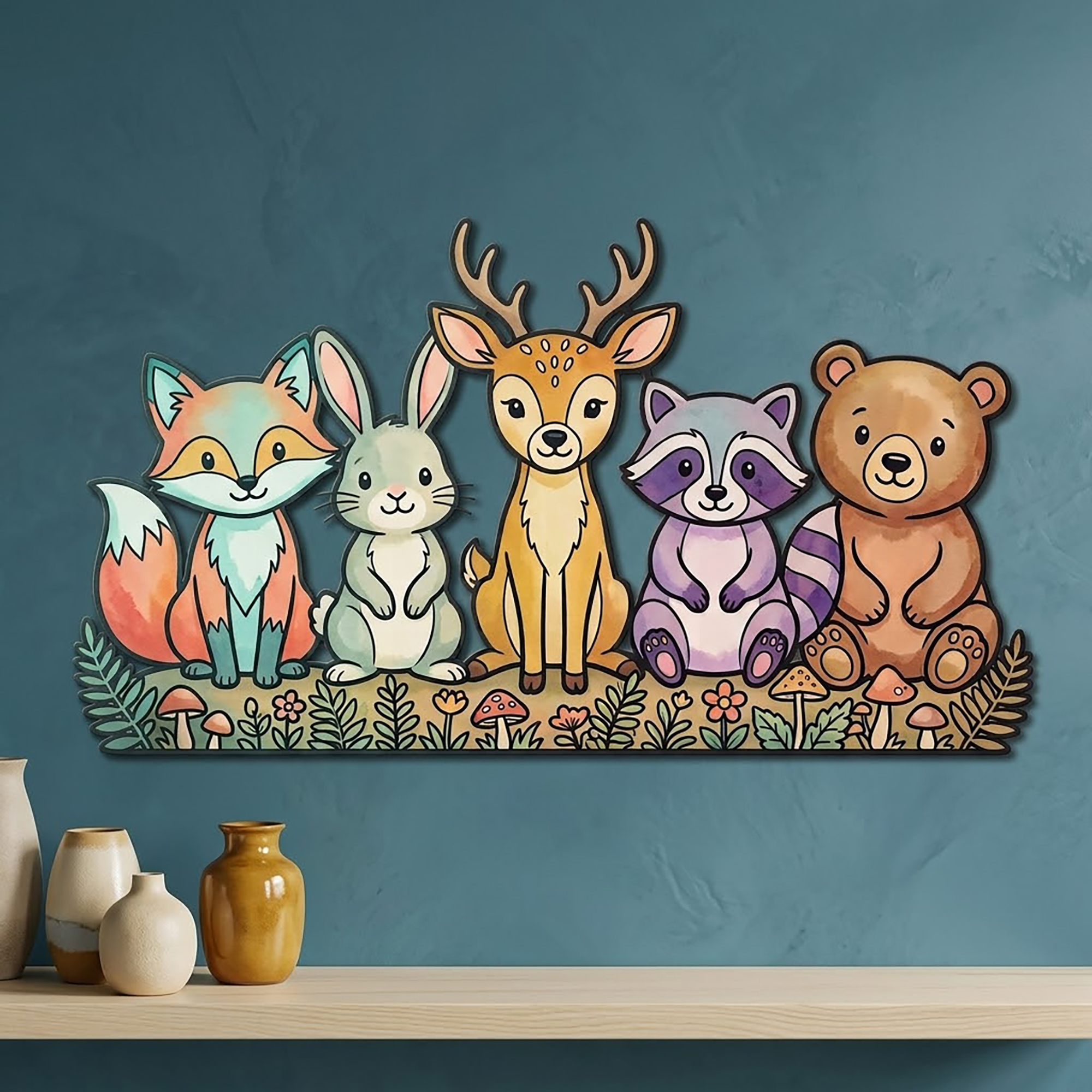 Woodland Animals Metal Wall Art - product view 3