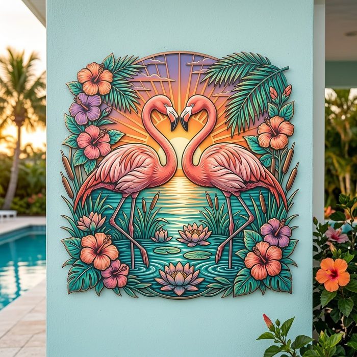 Flamingo Metal Wall Art
