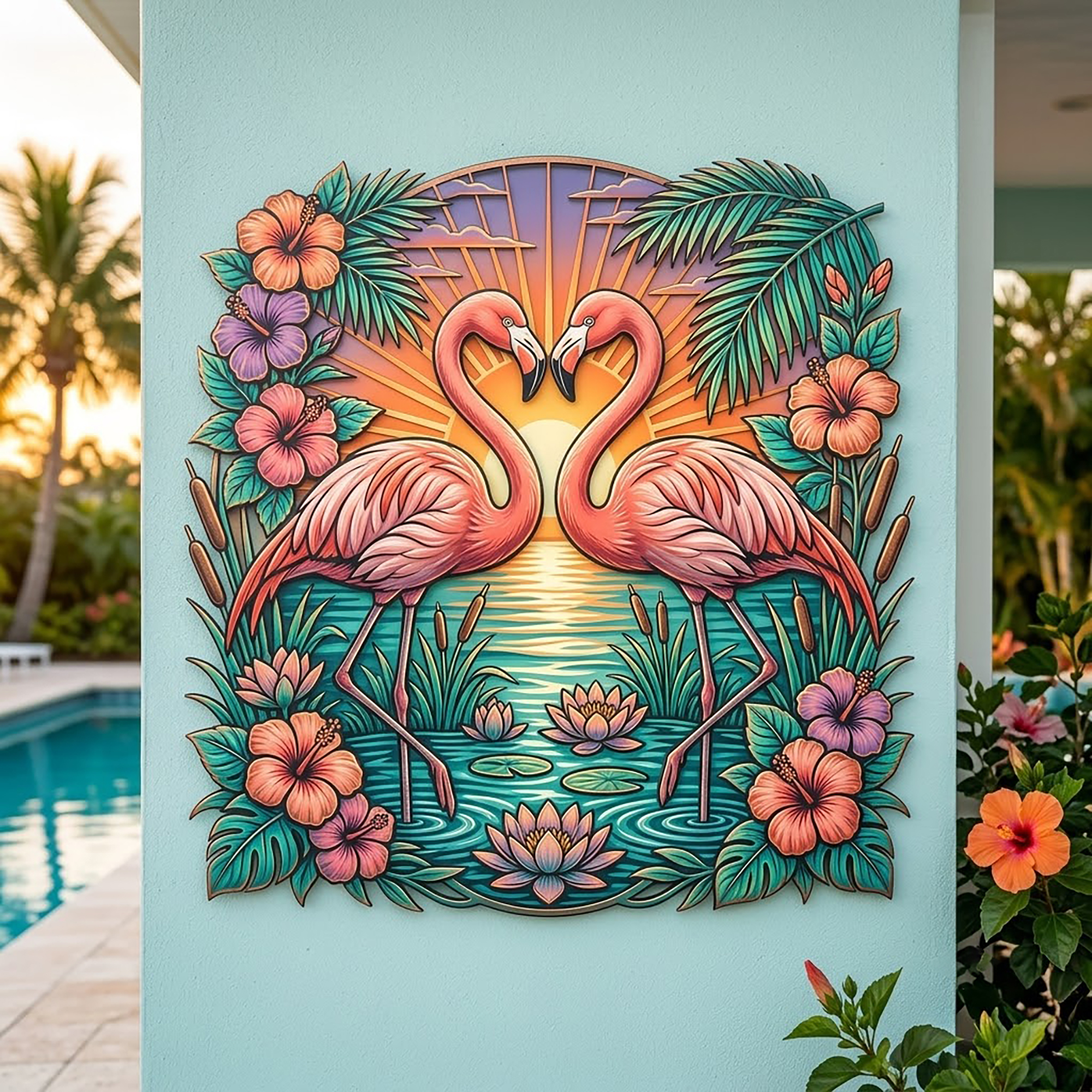 Flamingo Metal Wall Art