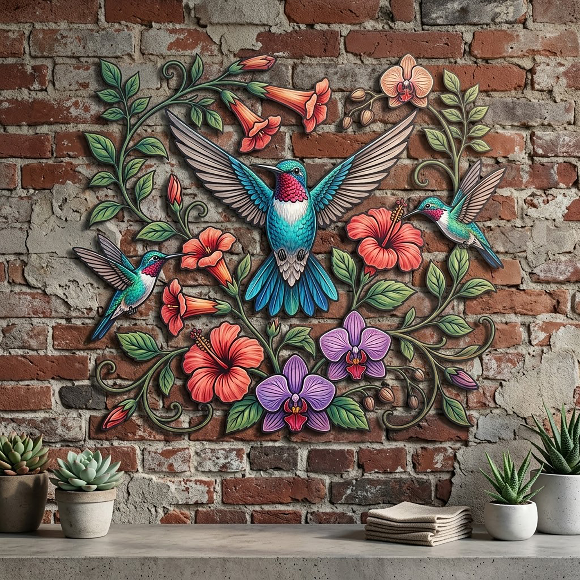 Hummingbird Metal Wall Art - product view 2