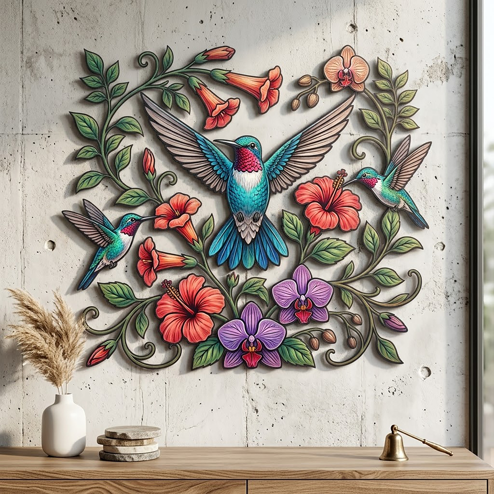 Hummingbird Metal Wall Art - product view 3