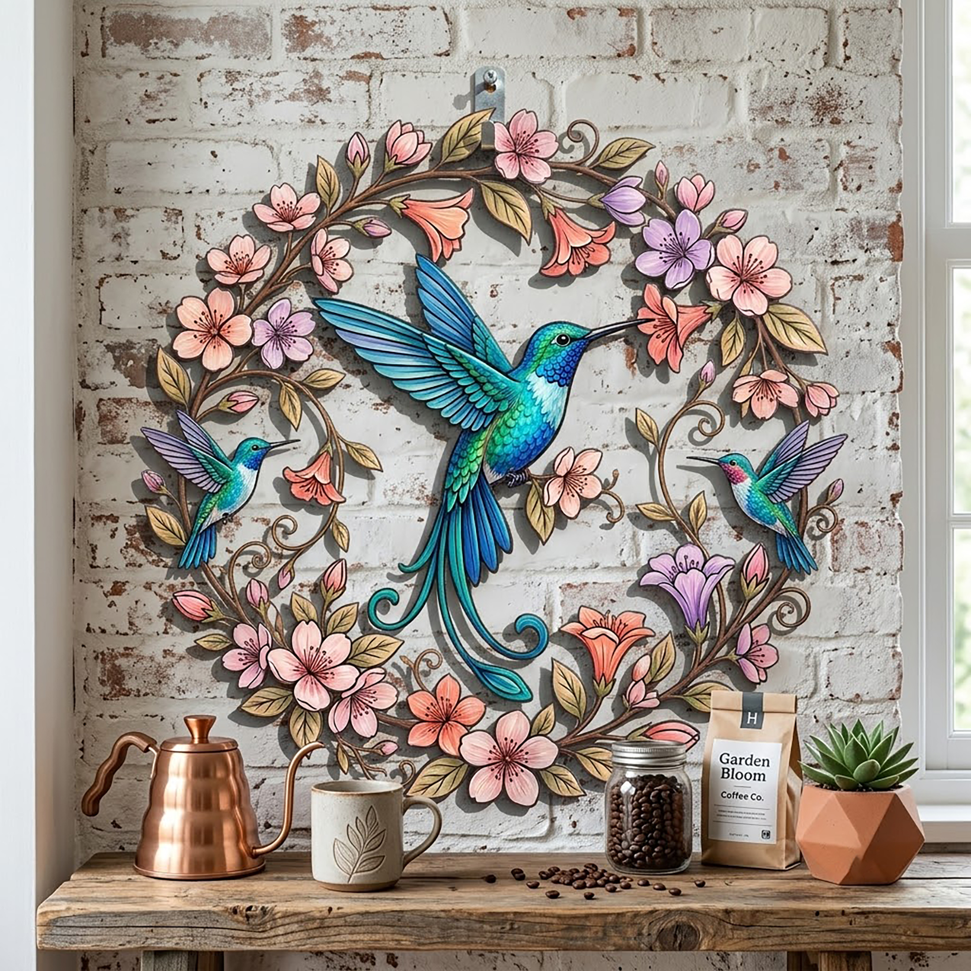 Hummingbird Metal Wall Art - product view 3