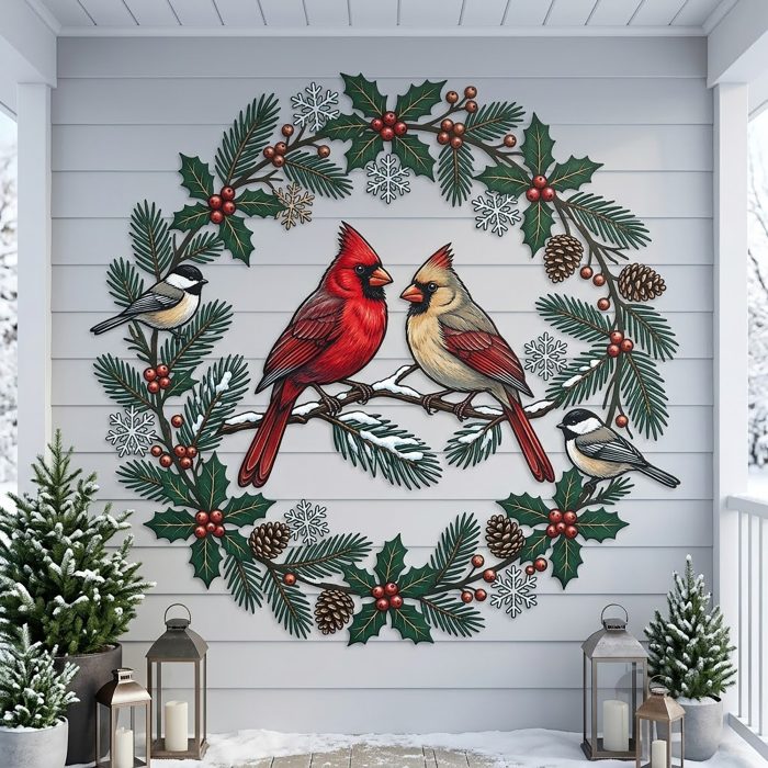 Cardinal Christmas Metal Wall Art