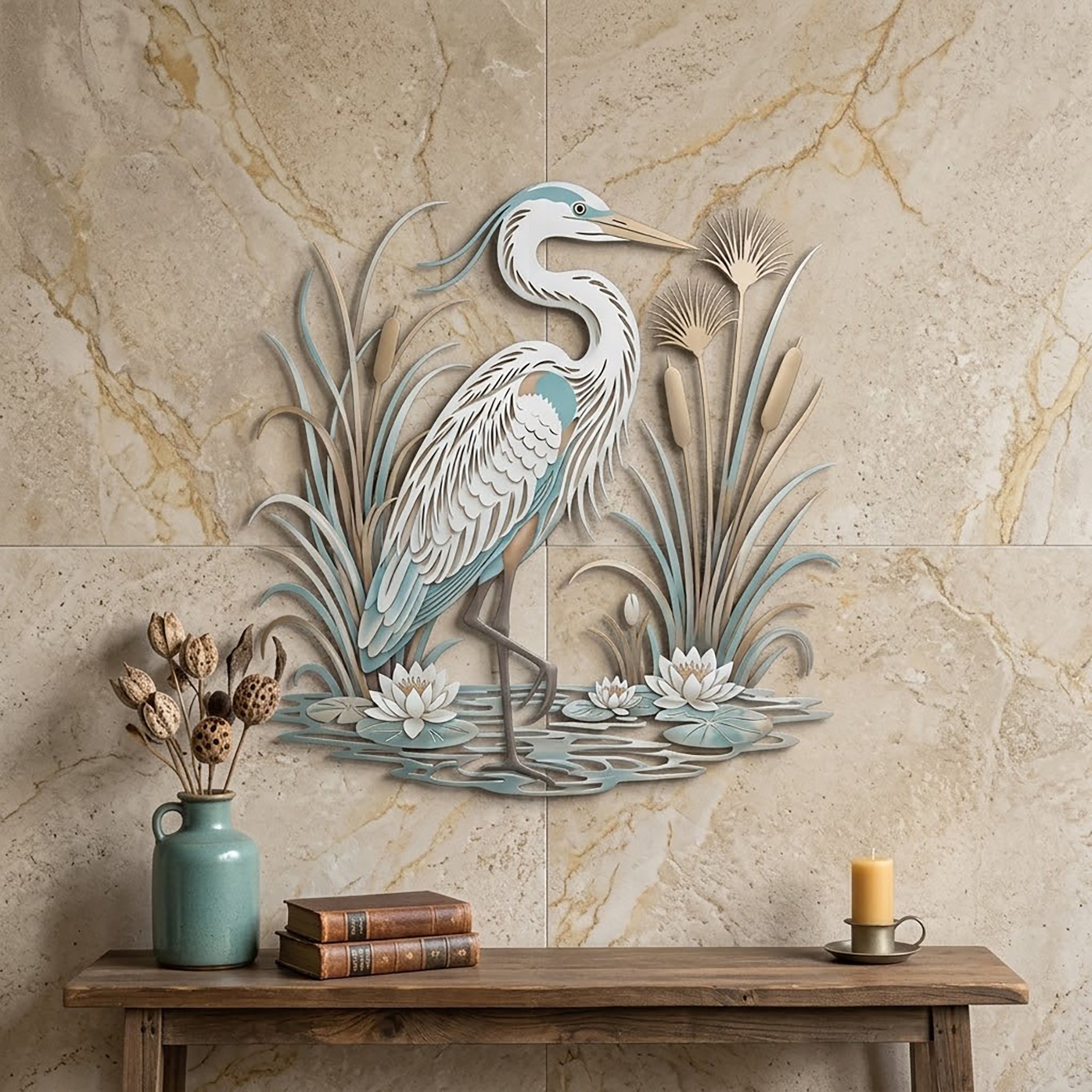 Great Blue Heron Metal Wall Art - product view 3