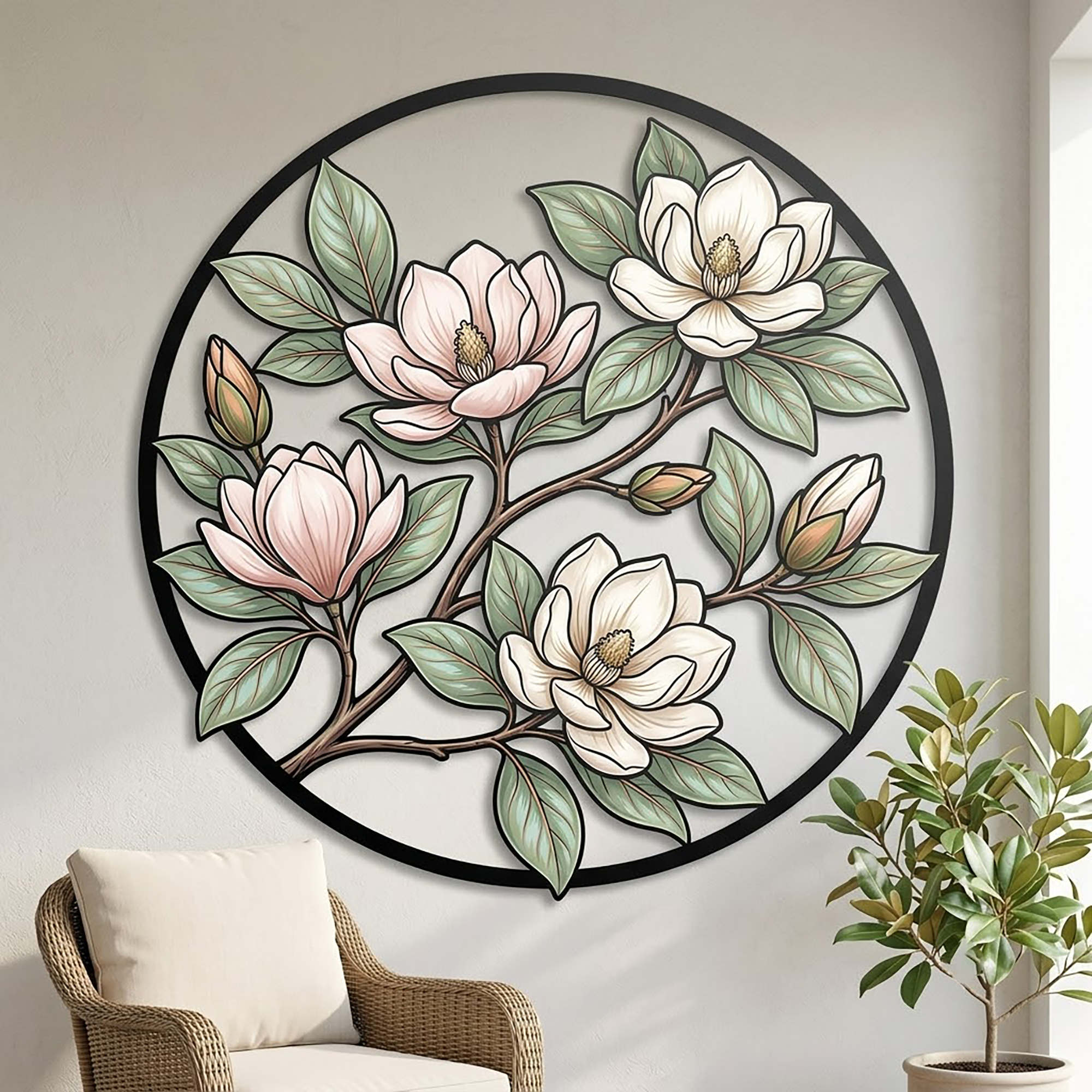 Magnolia Metal Wall Art