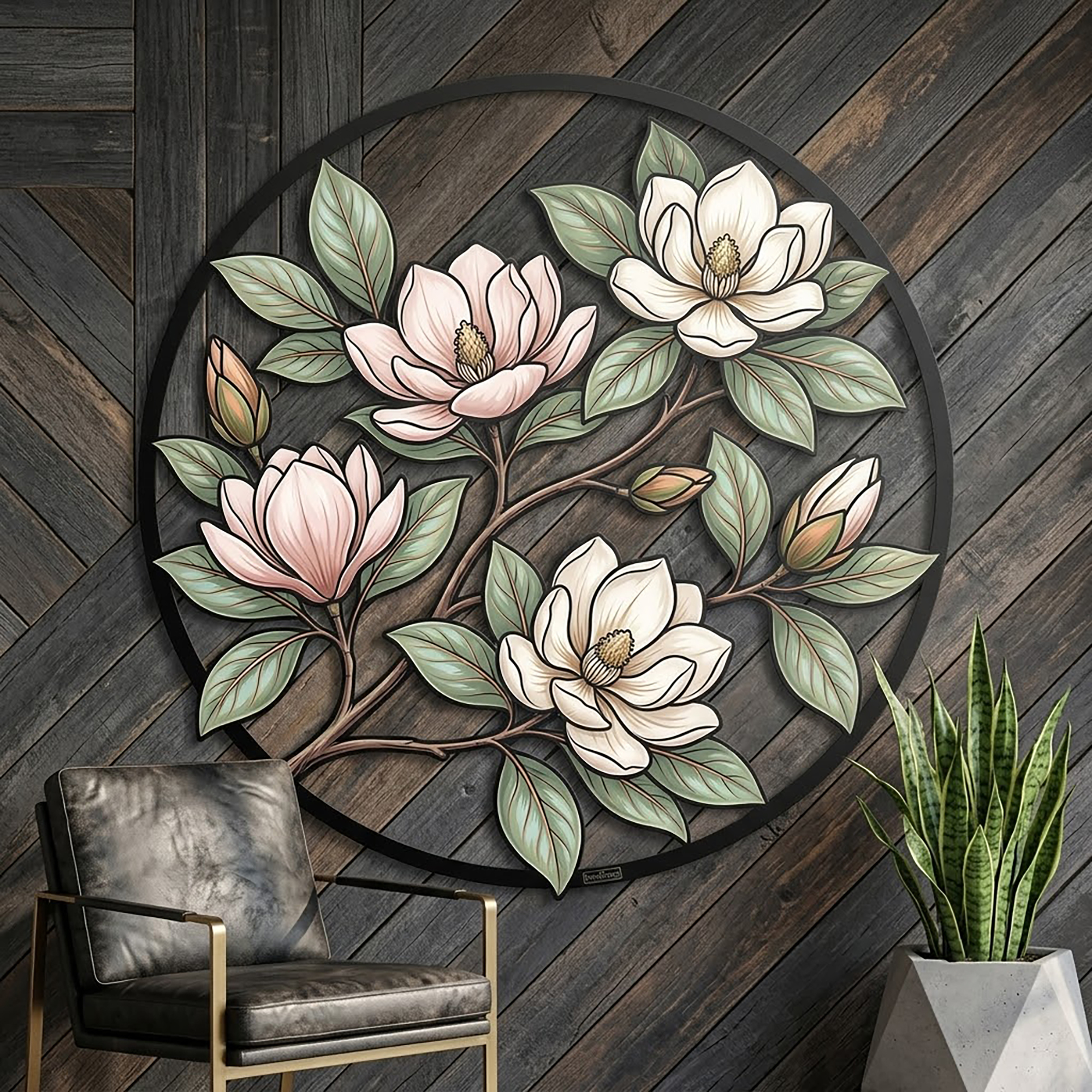 Magnolia Metal Wall Art - product view 3