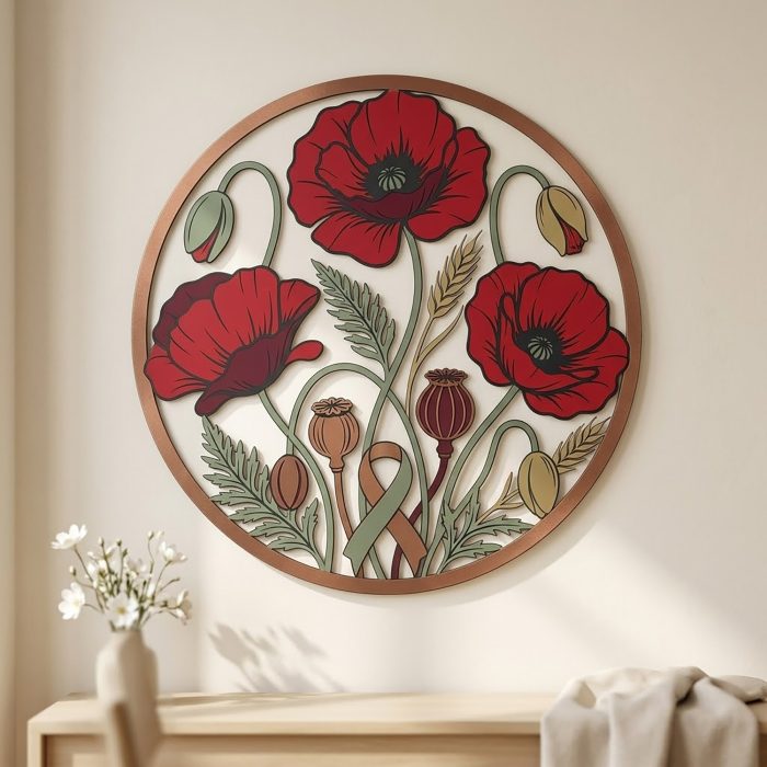 Poppy Flower Metal Wall Art