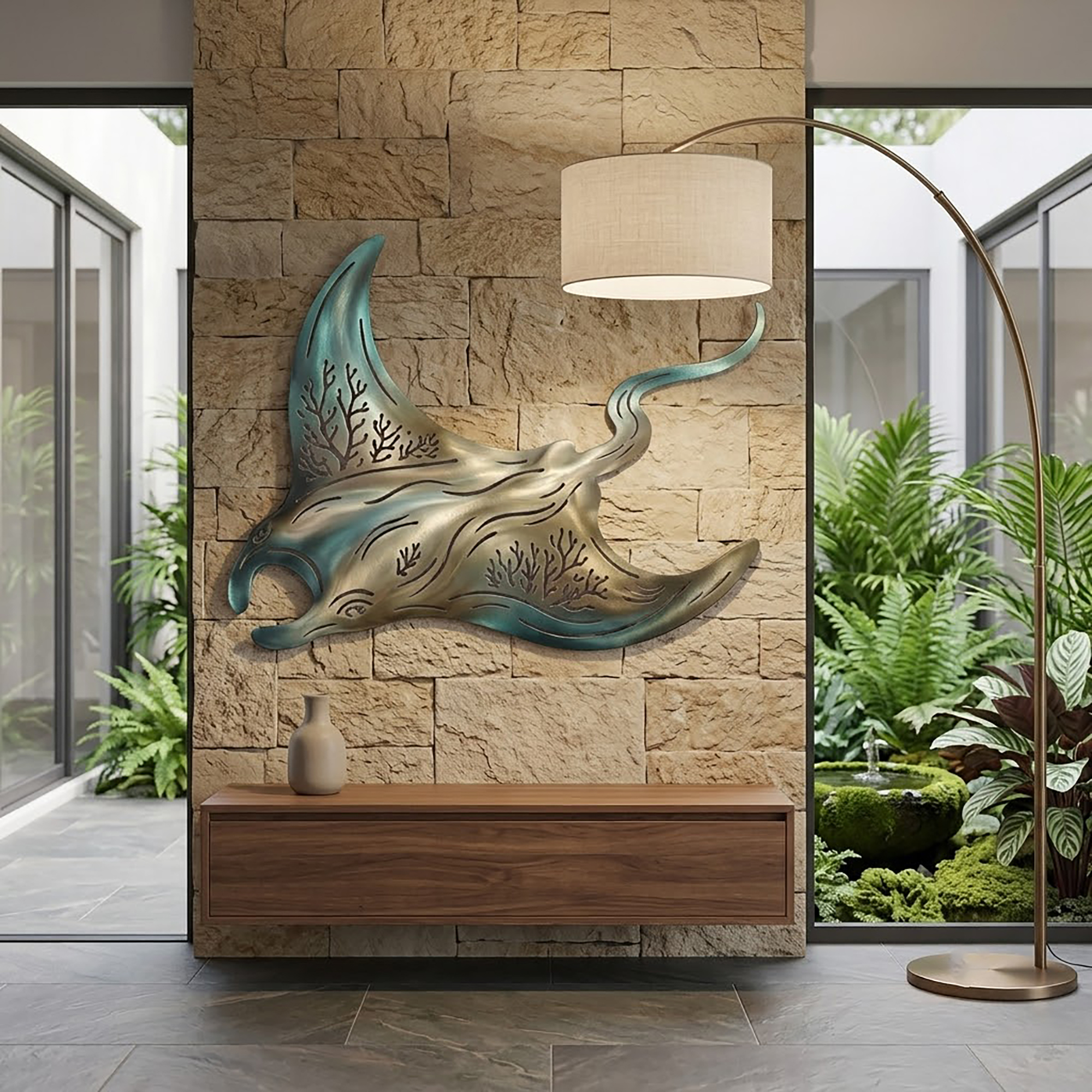 Manta Ray Metal Wall Art - product view 2
