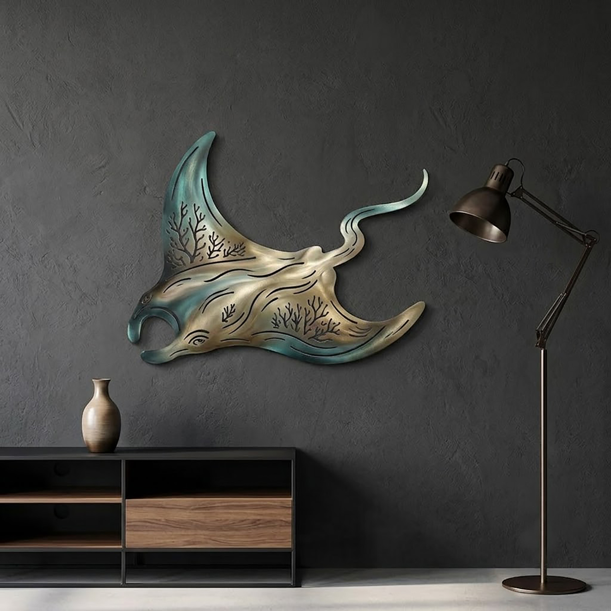 Manta Ray Metal Wall Art - product view 3