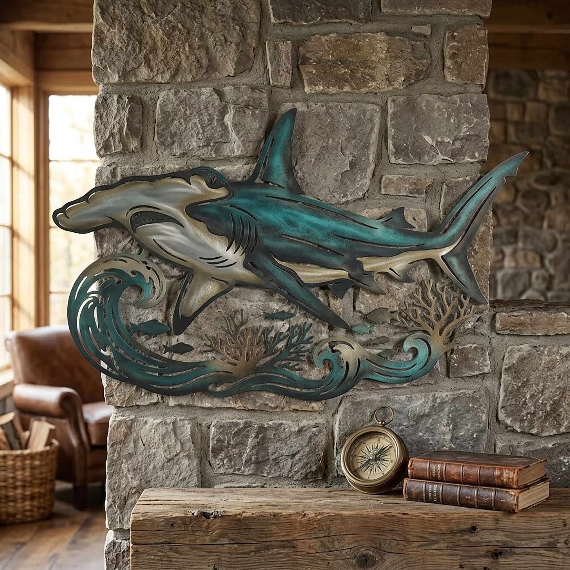 Hammerhead Shark Metal Wall Art - product view 2