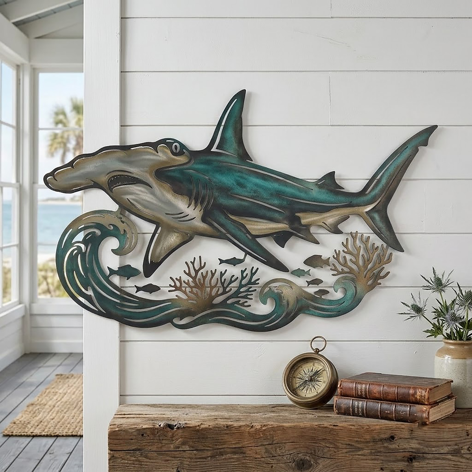 Hammerhead Shark Metal Wall Art - product view 3