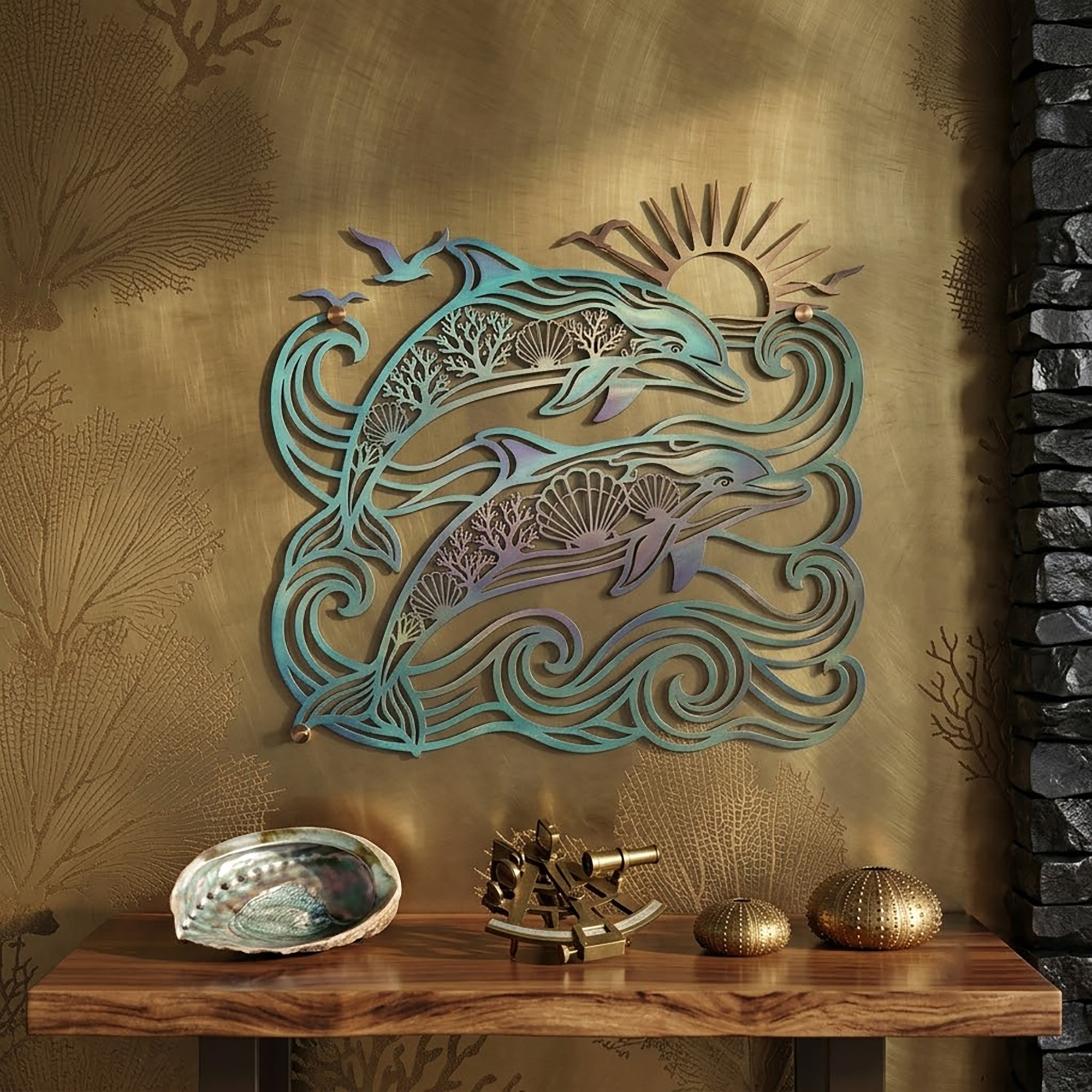 Dolphin Metal Wall Art - product view 2