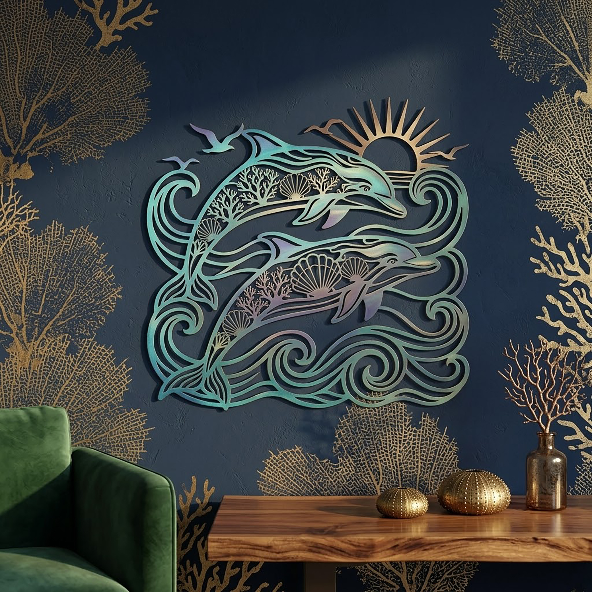 Dolphin Metal Wall Art - product view 3