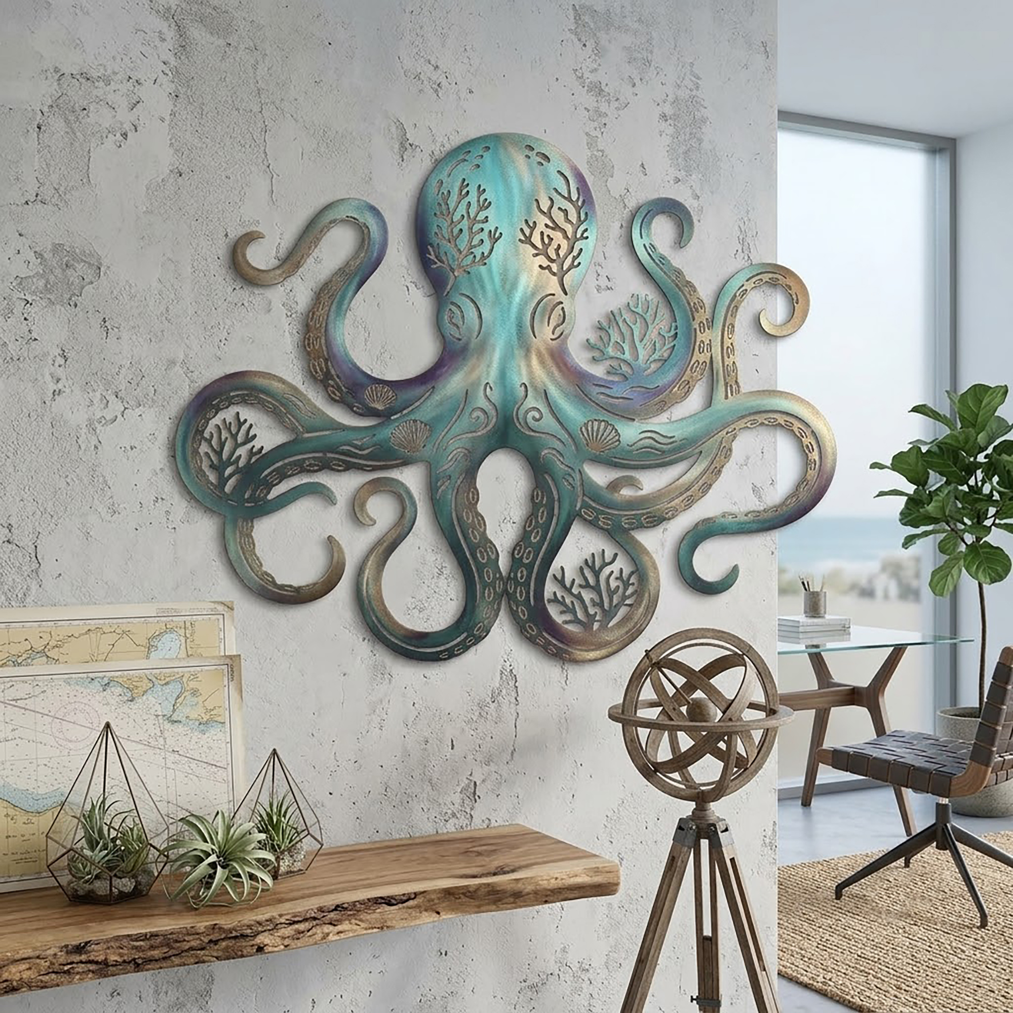 Octopus Metal Wall Art - product view 3