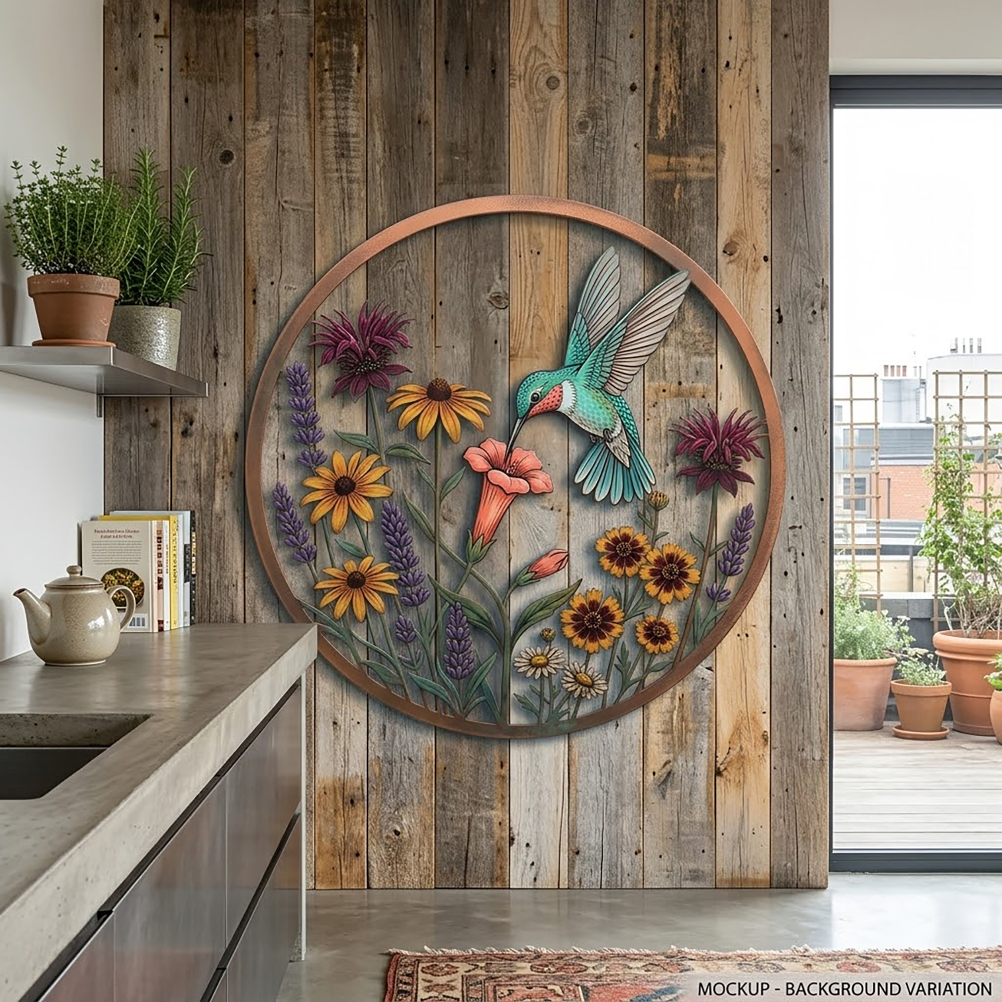 Hummingbird Metal Wall Art - product view 2