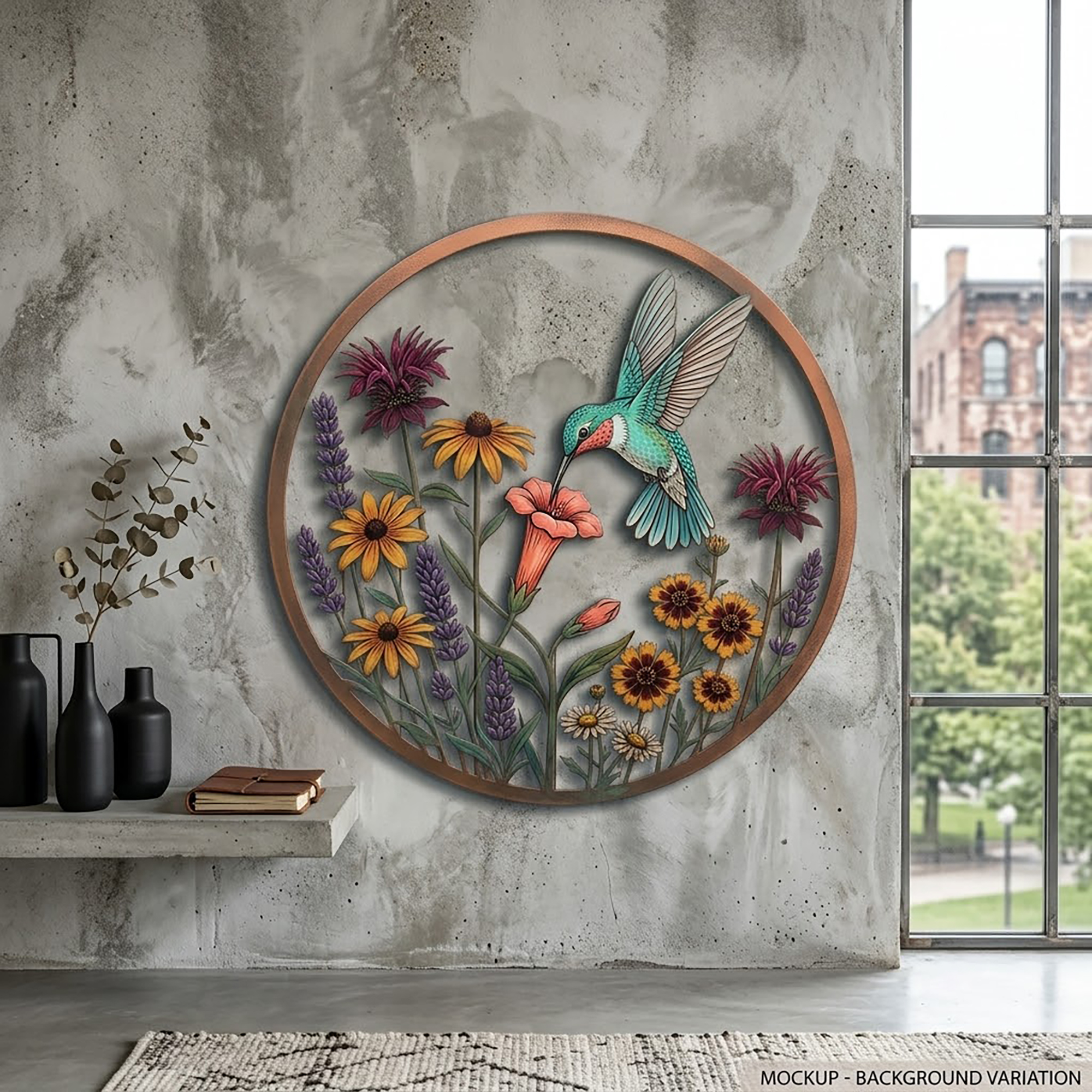 Hummingbird Metal Wall Art - product view 3