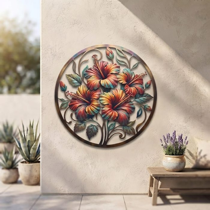 Hibiscus Metal Wall Art