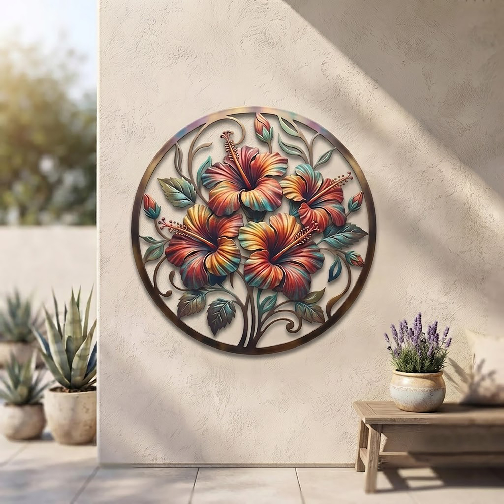 Hibiscus Metal Wall Art