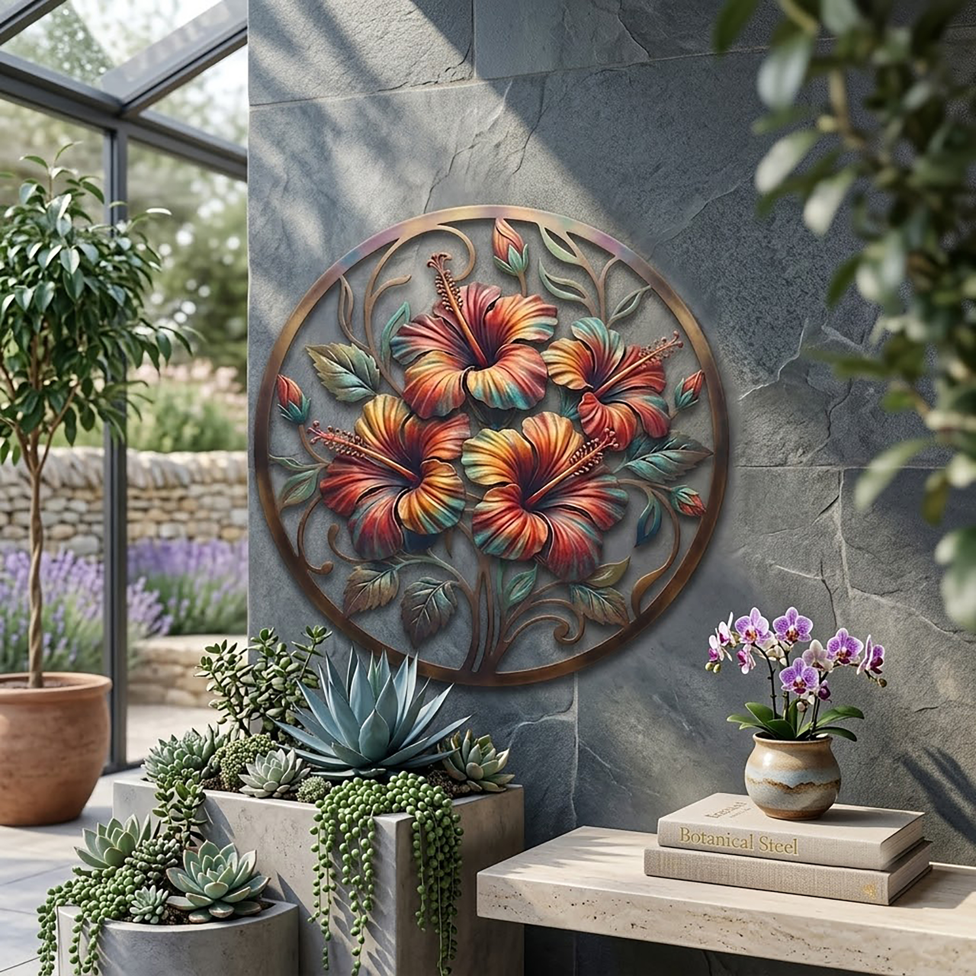 Hibiscus Metal Wall Art - product view 2