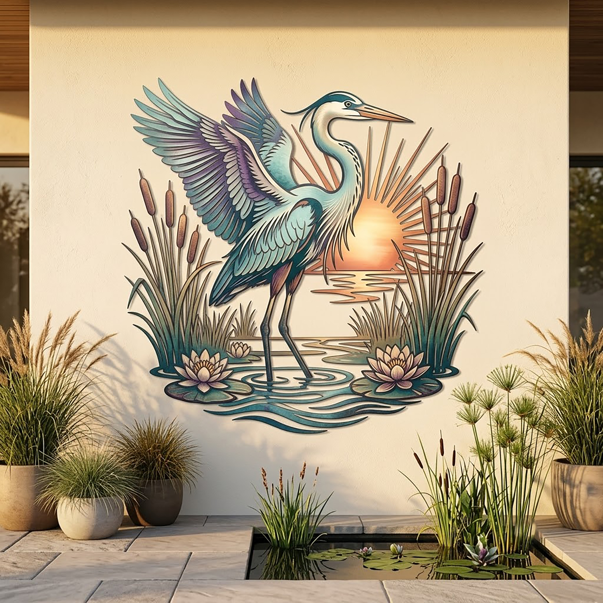 Great Blue Heron Metal Wall Art
