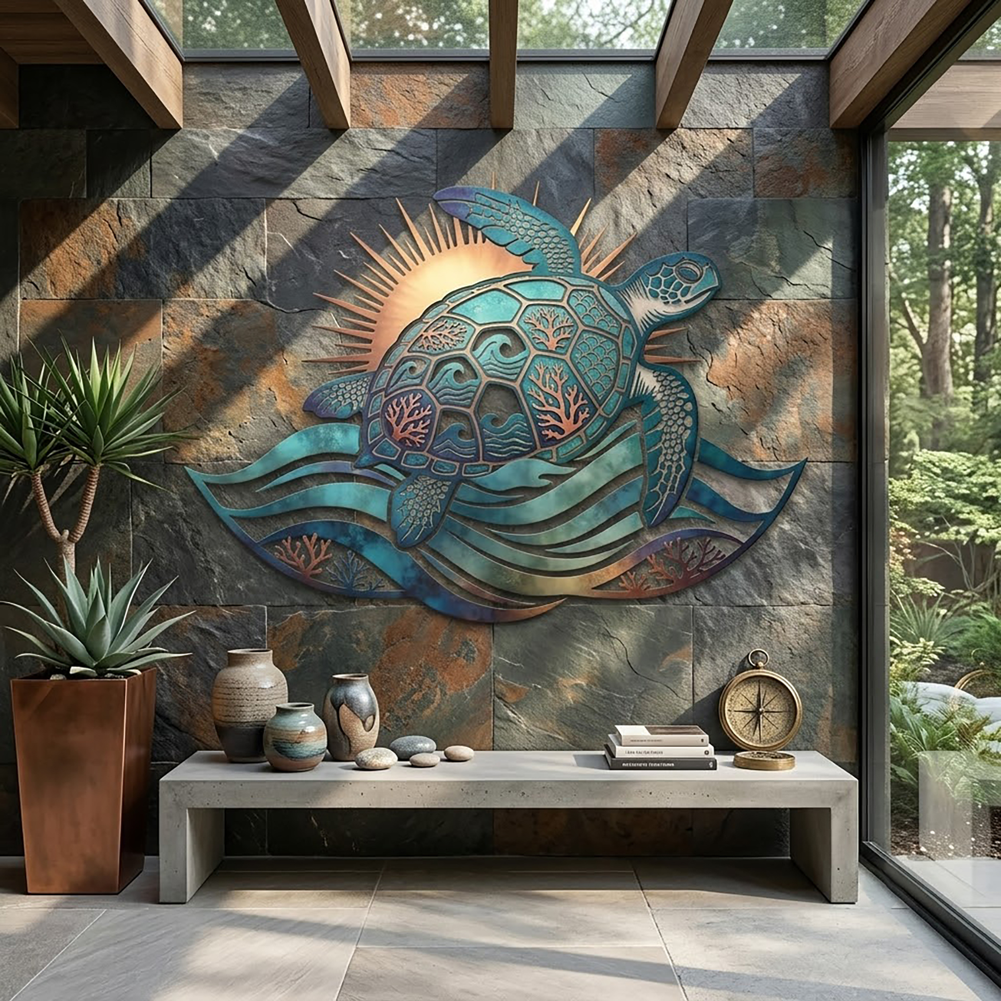 Sea Turtle Metal Wall Art - product view 2