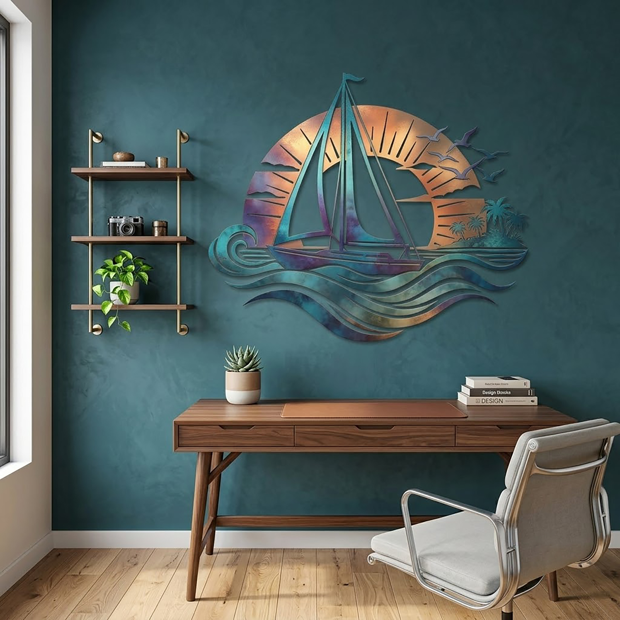 Sailboat Metal Wall Art - product view 2