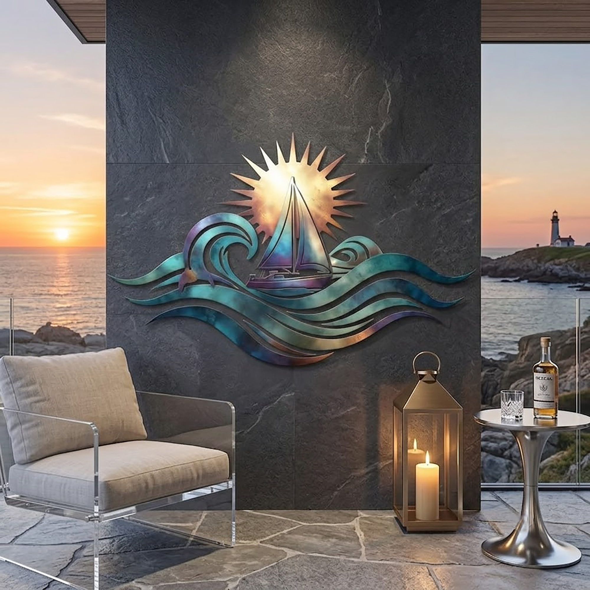 Sailboat Metal Wall Art - product view 2