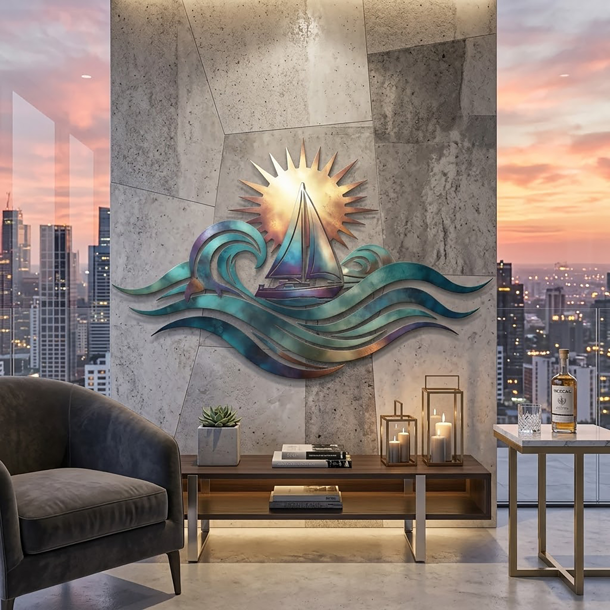Sailboat Metal Wall Art - product view 3
