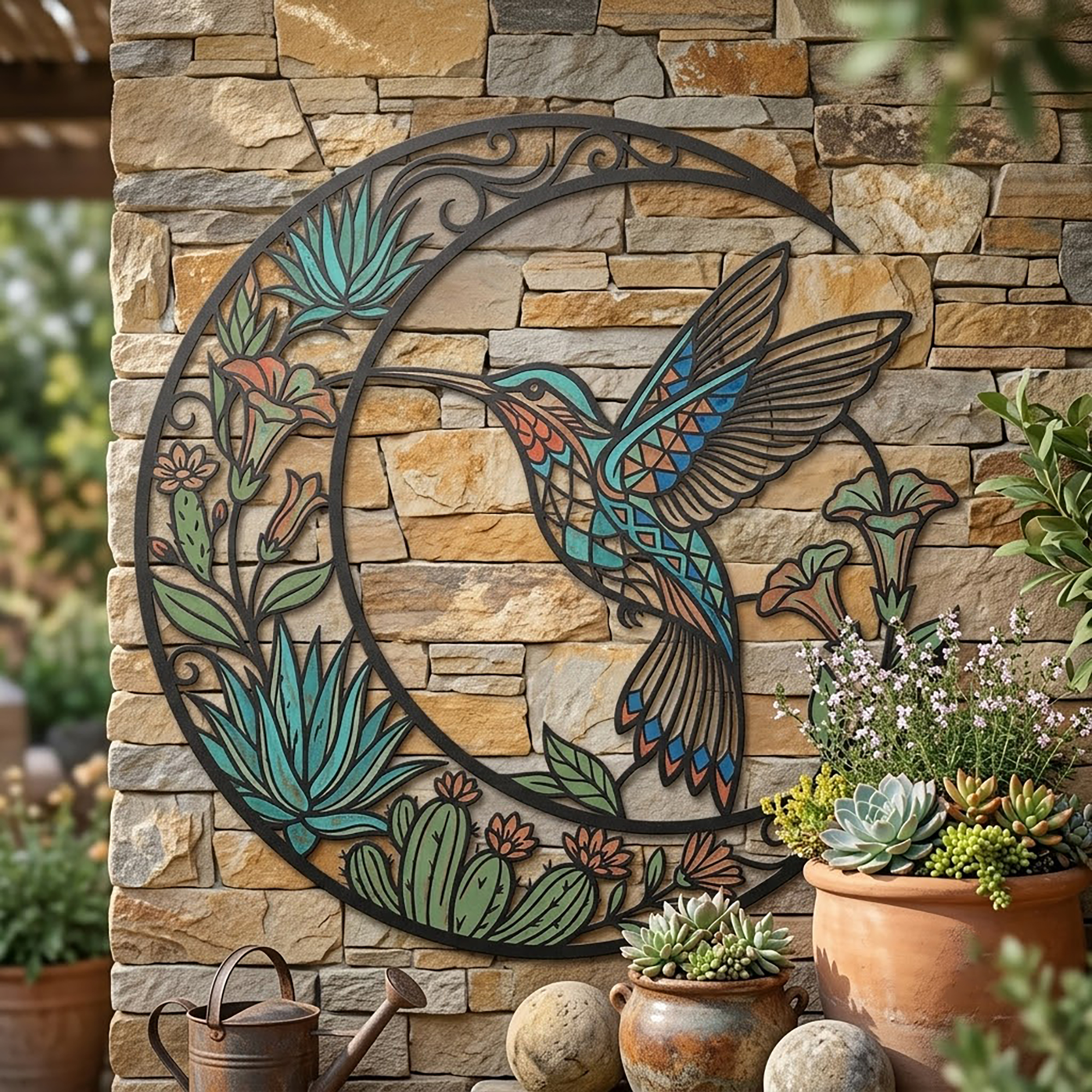 Hummingbird Metal Wall Art - product view 2