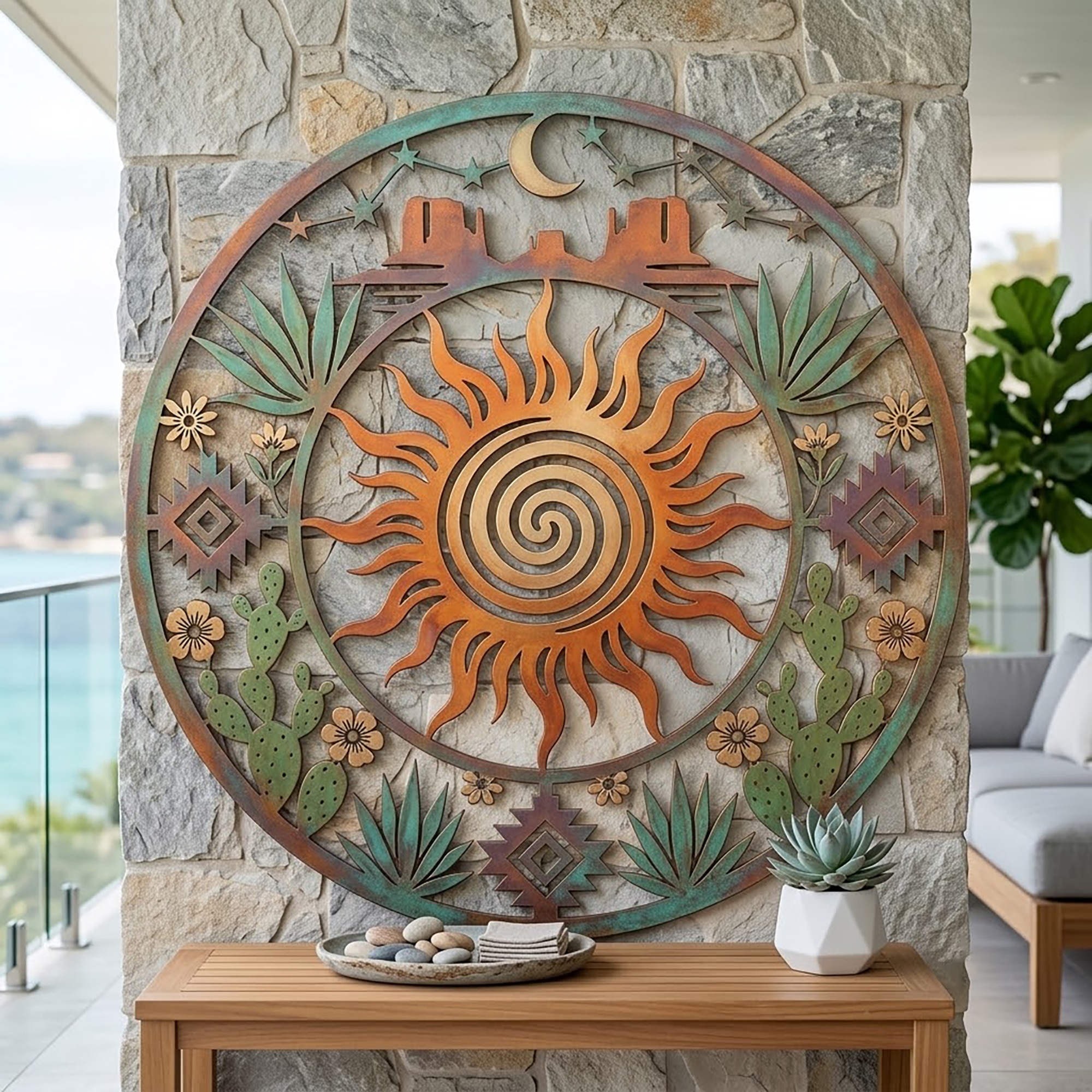 Southwestern Sun Metal Wall Art - product view 2