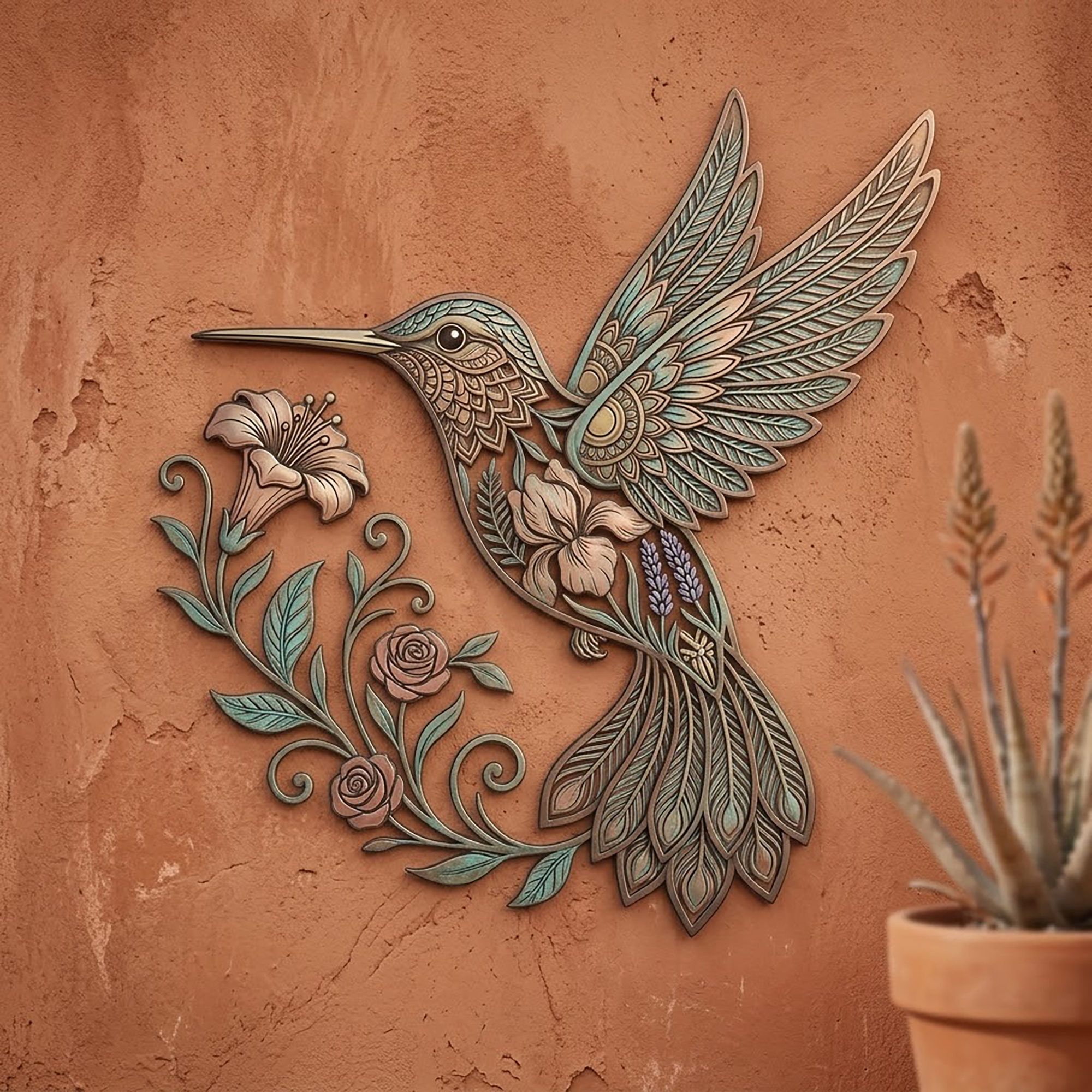 Hummingbird Metal Wall Art - product view 2
