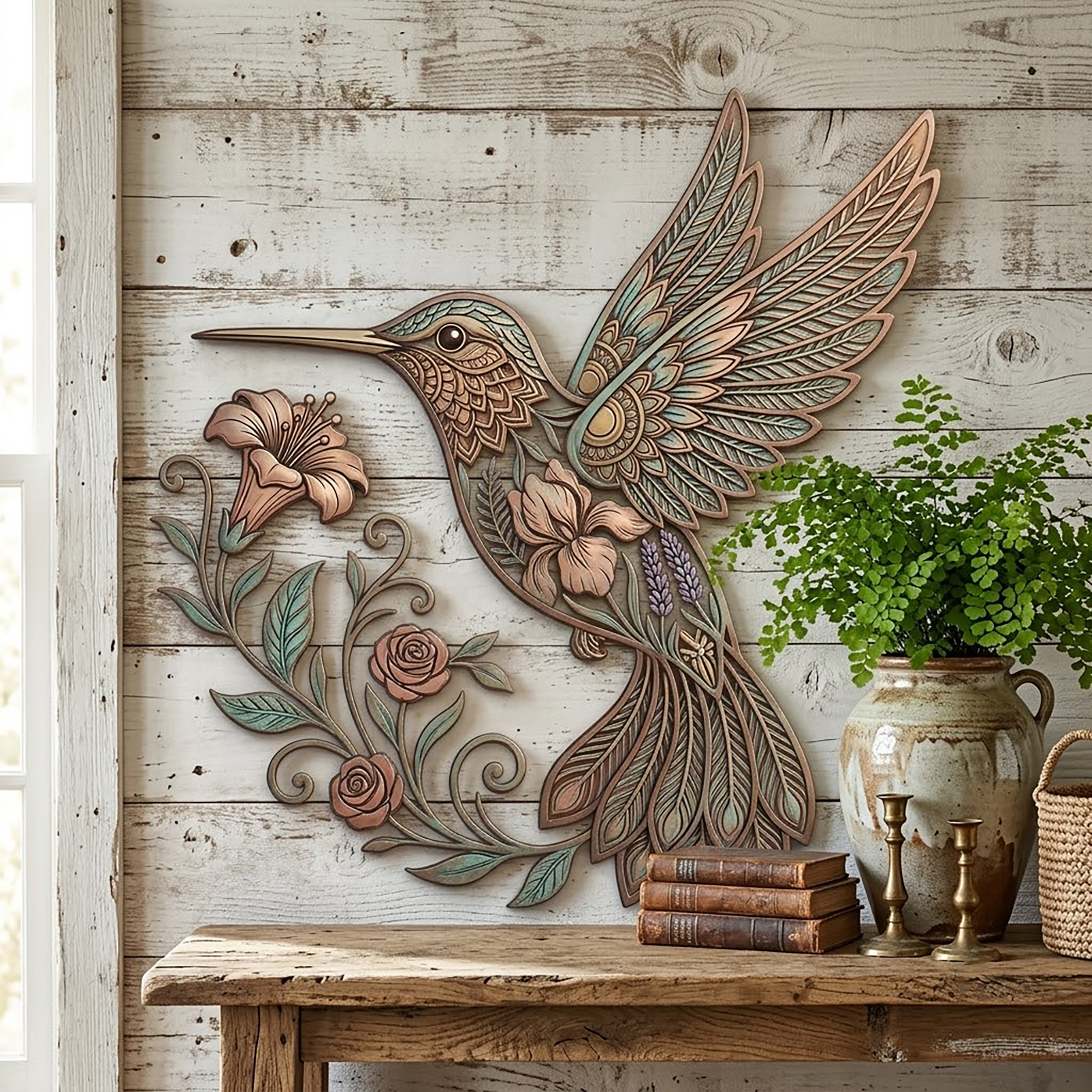 Hummingbird Metal Wall Art - product view 3